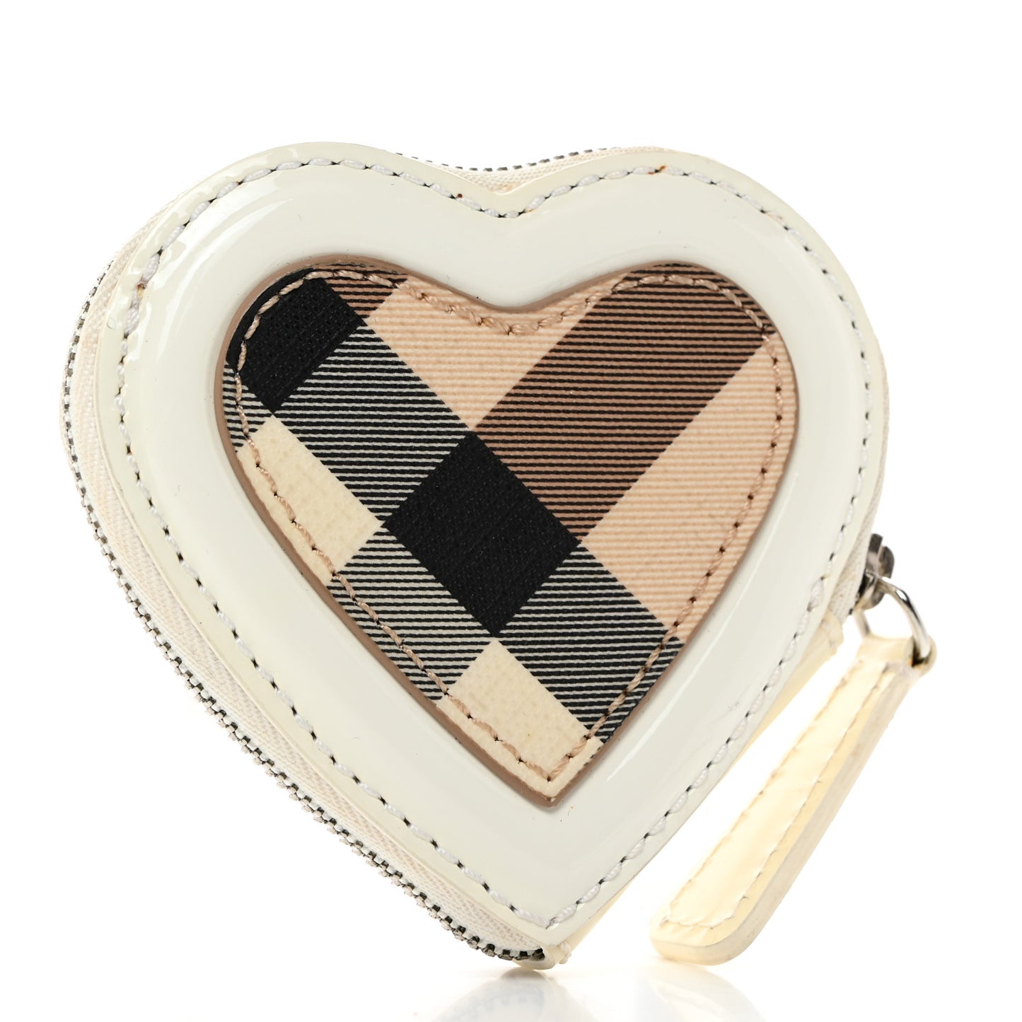 Patent Nova Check Heart Coin Case White