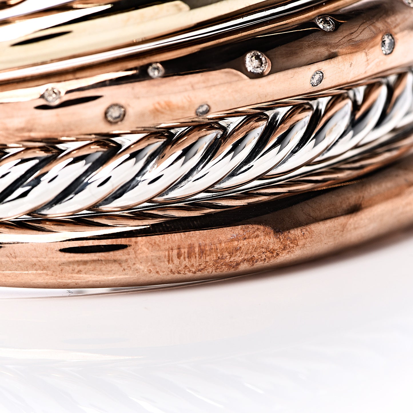 Sterling Silver Bronze Diamond Pure Form Bracelet