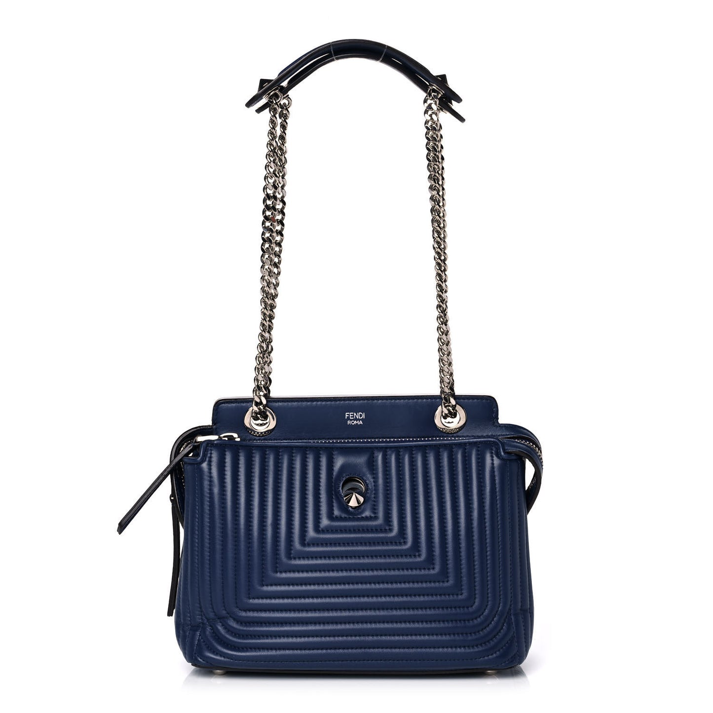 Shiny Nappa Trapuntata Small DotCom Click Chain Satchel Blue