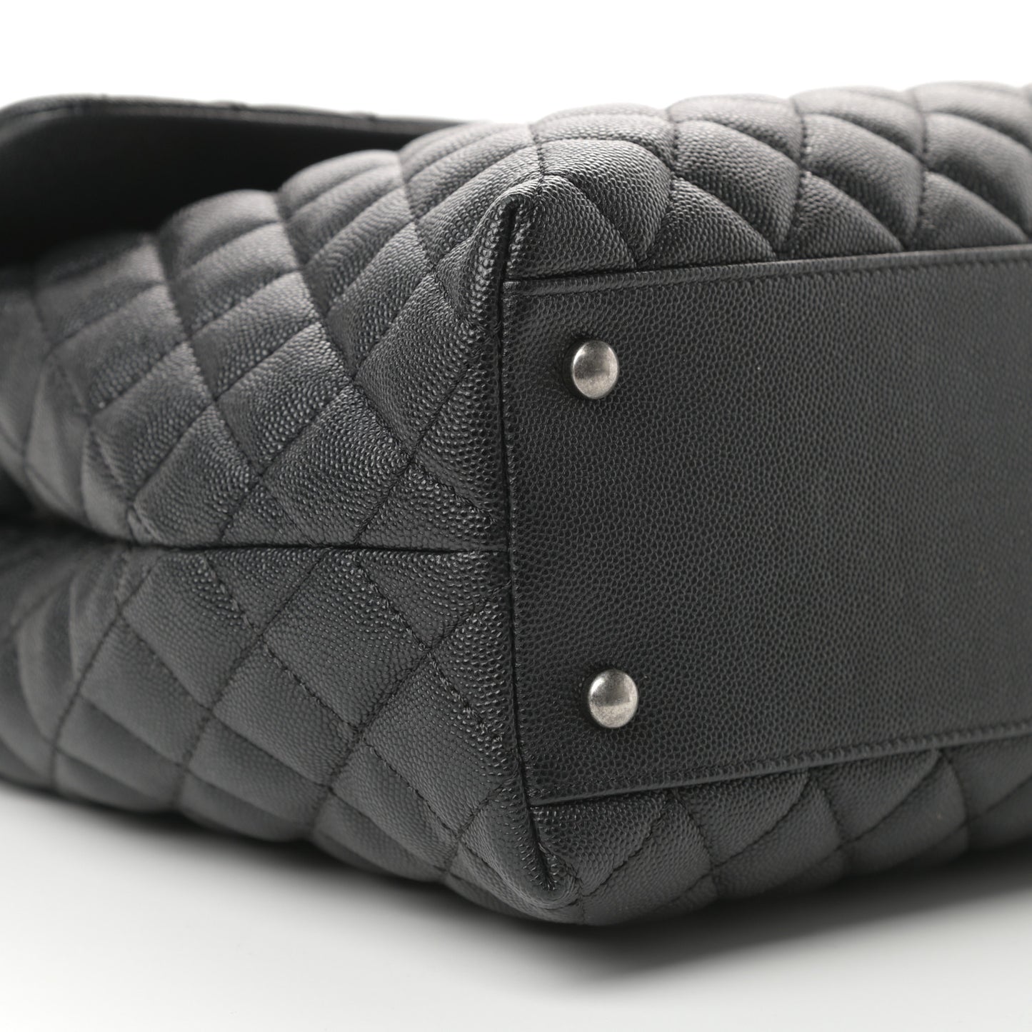 Caviar Quilted Large Coco Handle Flap Black
