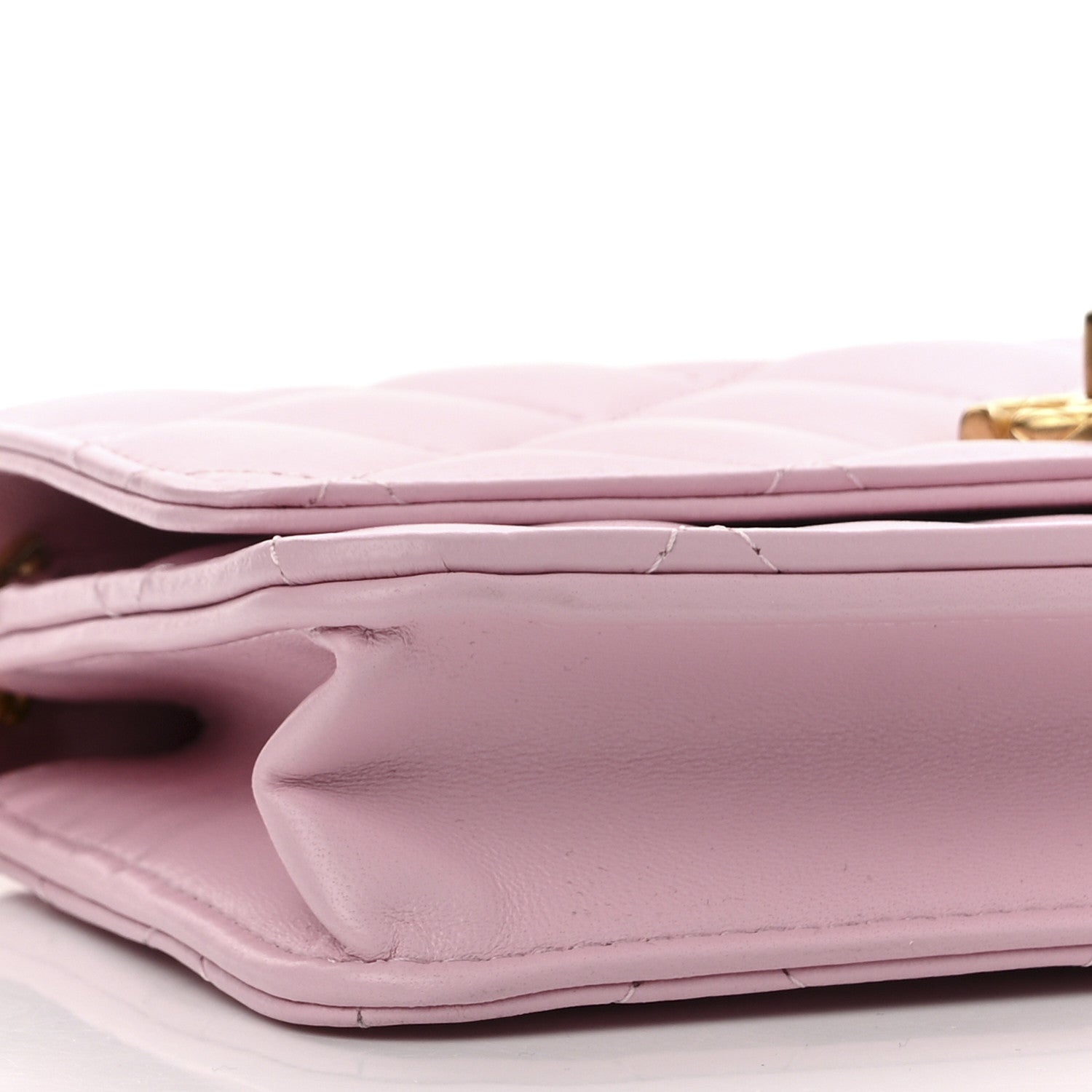 Chanel Lambskin Quilted Logo WOC Wallet On Chain Pink 10 of 17
