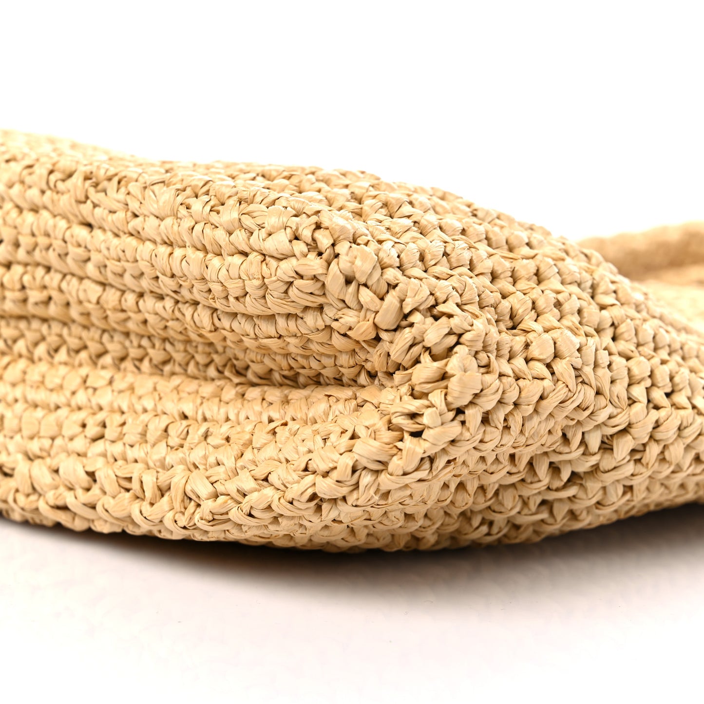Yarn Raffia Effect Crochet Embroidered Small Logo Tote Naturale