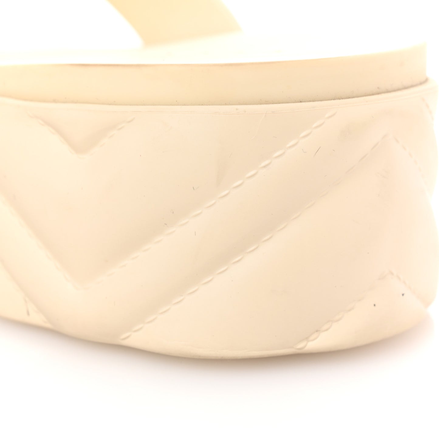 Rubber Chevron Logo Embossed Womens Thong Platform Sandals 37 White