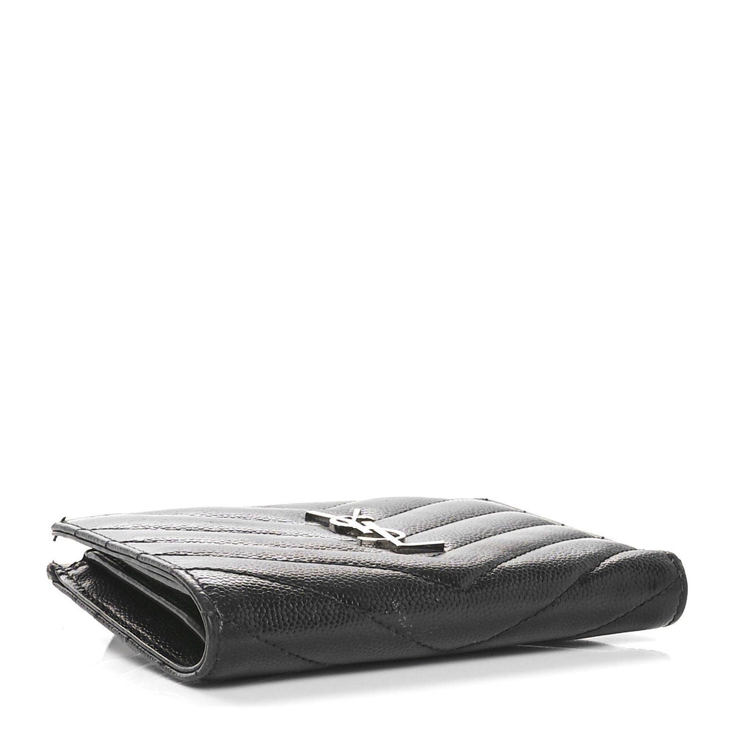 Grain De Poudre Matelasse Chevron Monogram Zipped Two-Part Wallet Black