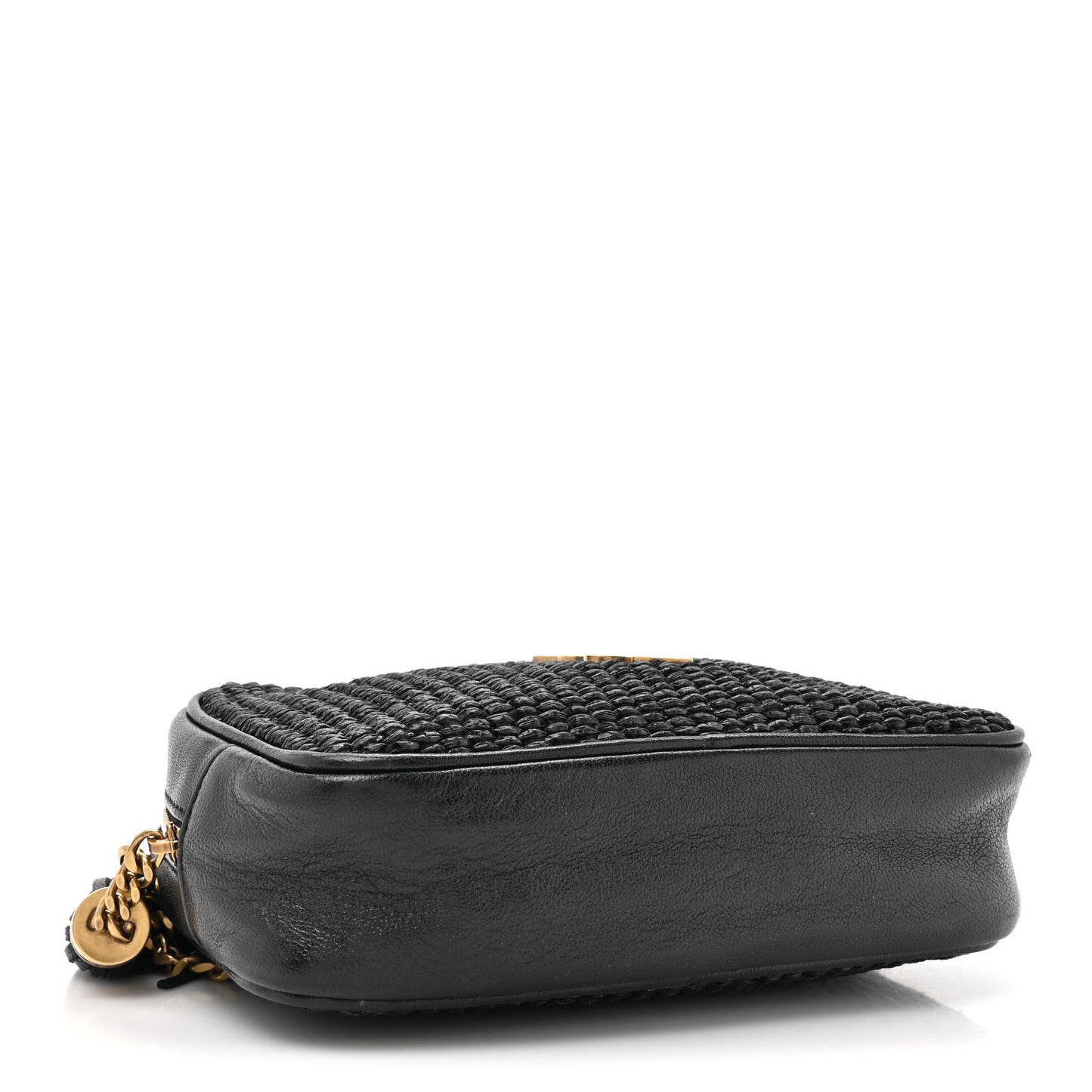 Raffia Canvas Monogram Mini Lou Camera Bag Black