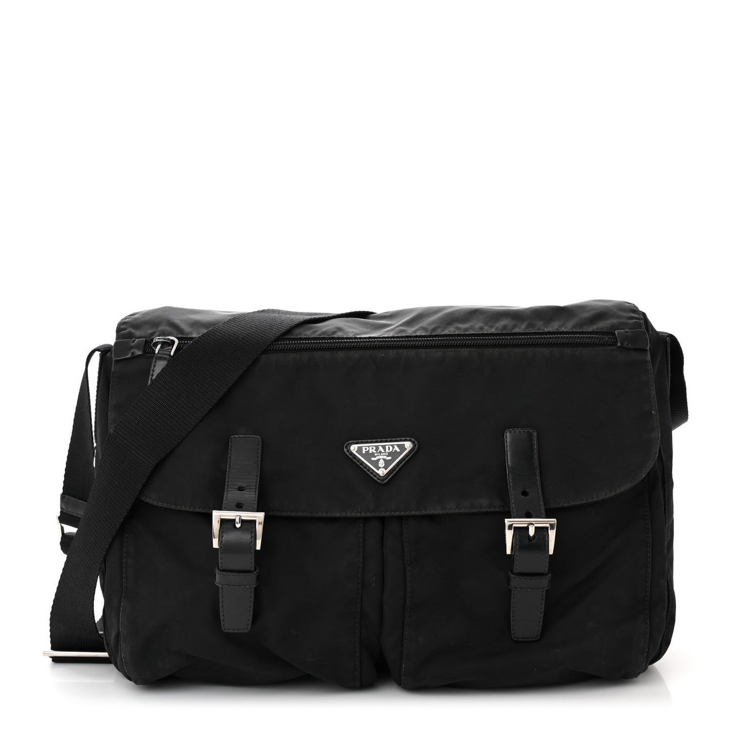 Tessuto Nylon Saffiano Vela Messenger Bag Black
