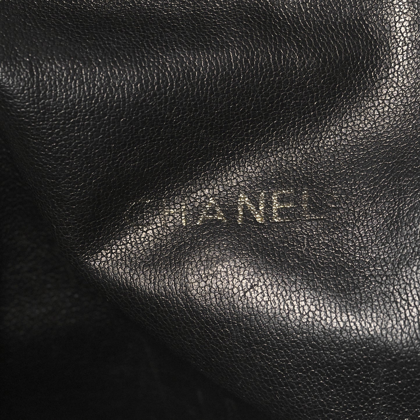 Lambskin Diamond Stitched CC Drawstring Shoulder Bag Black