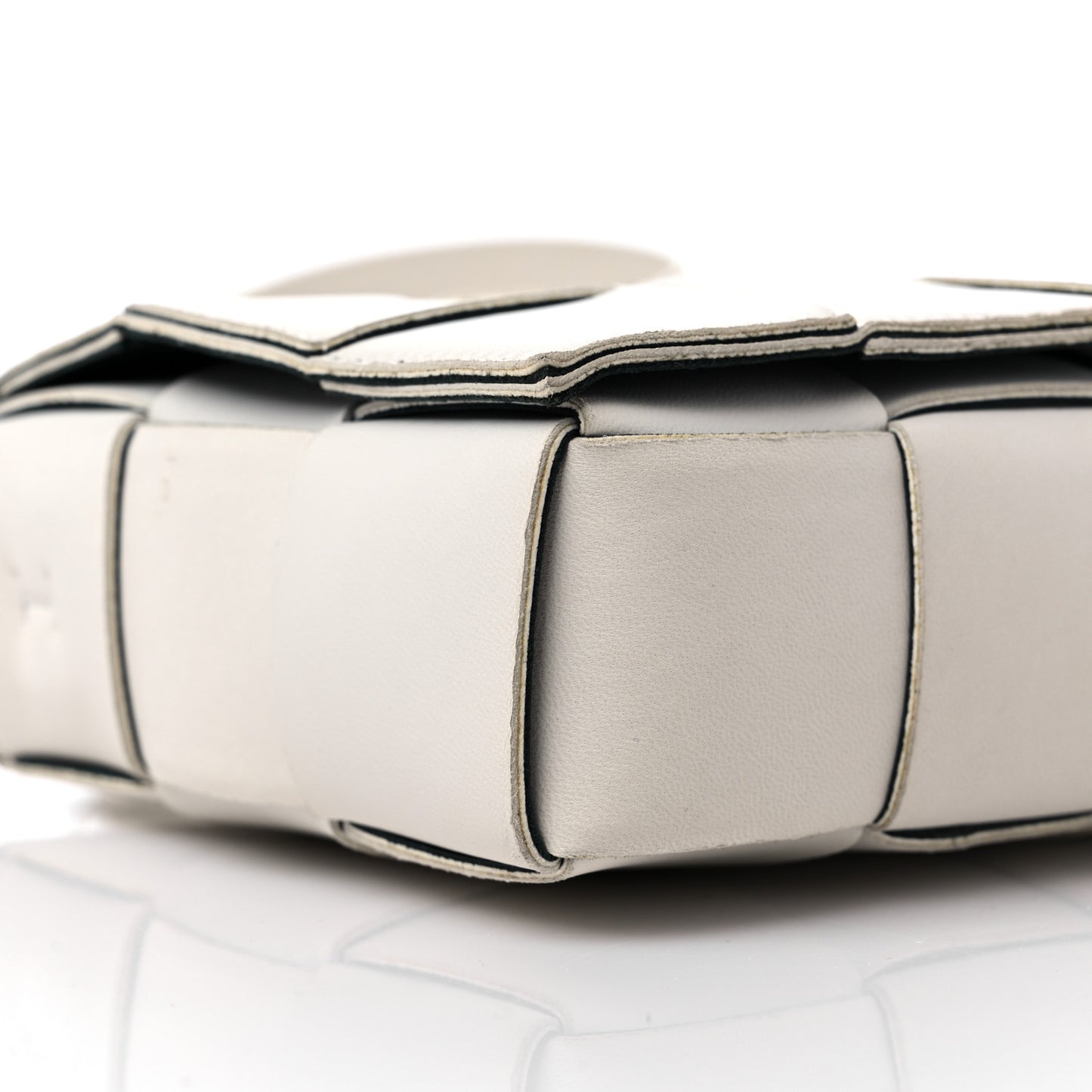 Lambskin Maxi Intrecciato Cassette Crossbody Bag White