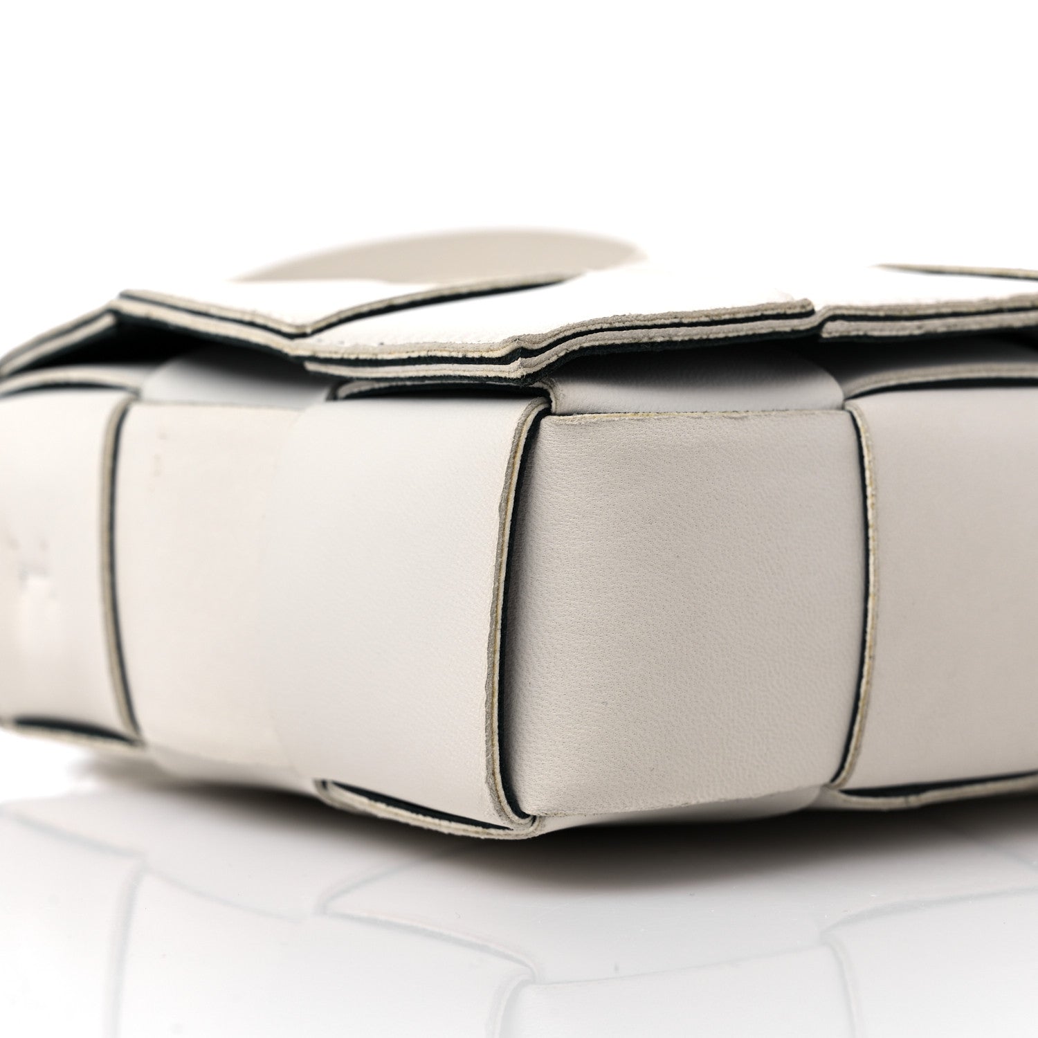 Bottega Veneta Lambskin Maxi Intrecciato Cassette Crossbody Bag White 7 of 14