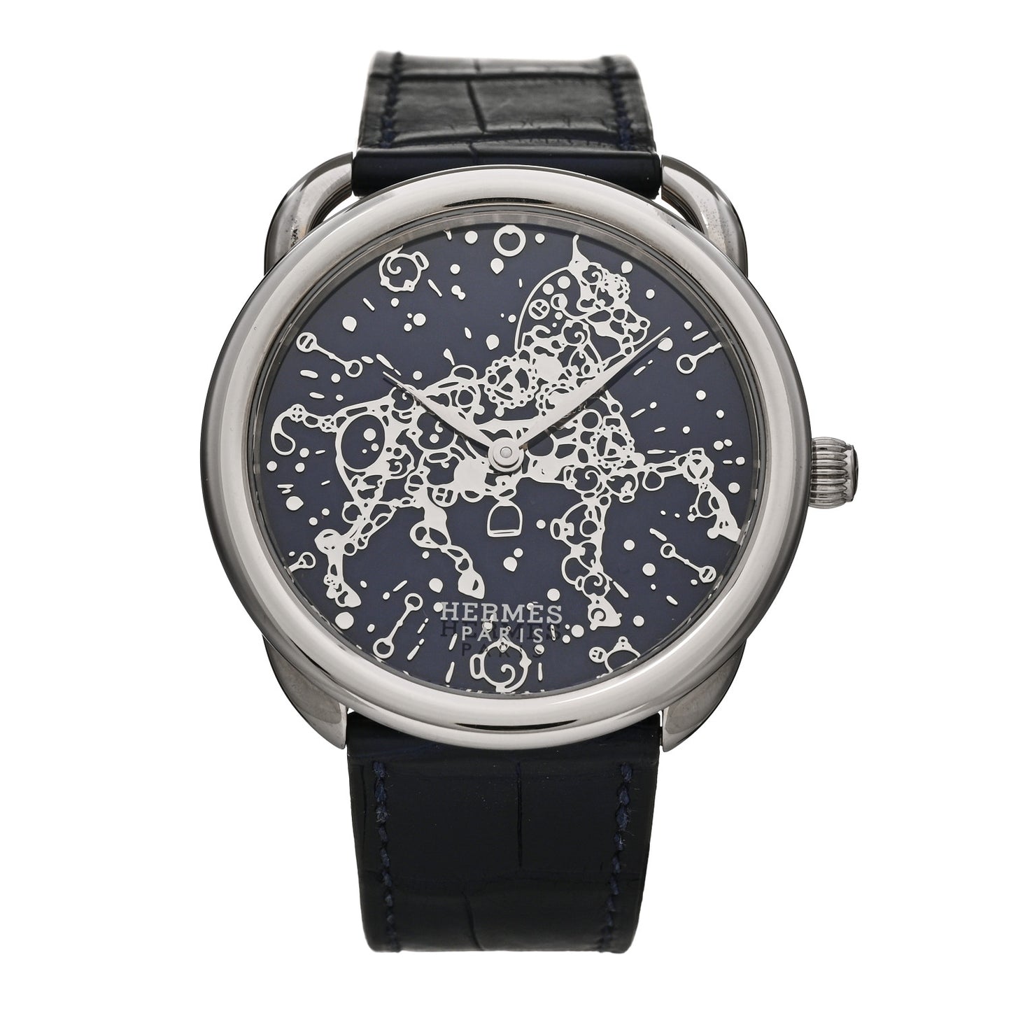 18K White Gold Alligator 40mm Arceau Cheval Automatic Watch Bleu Abysse