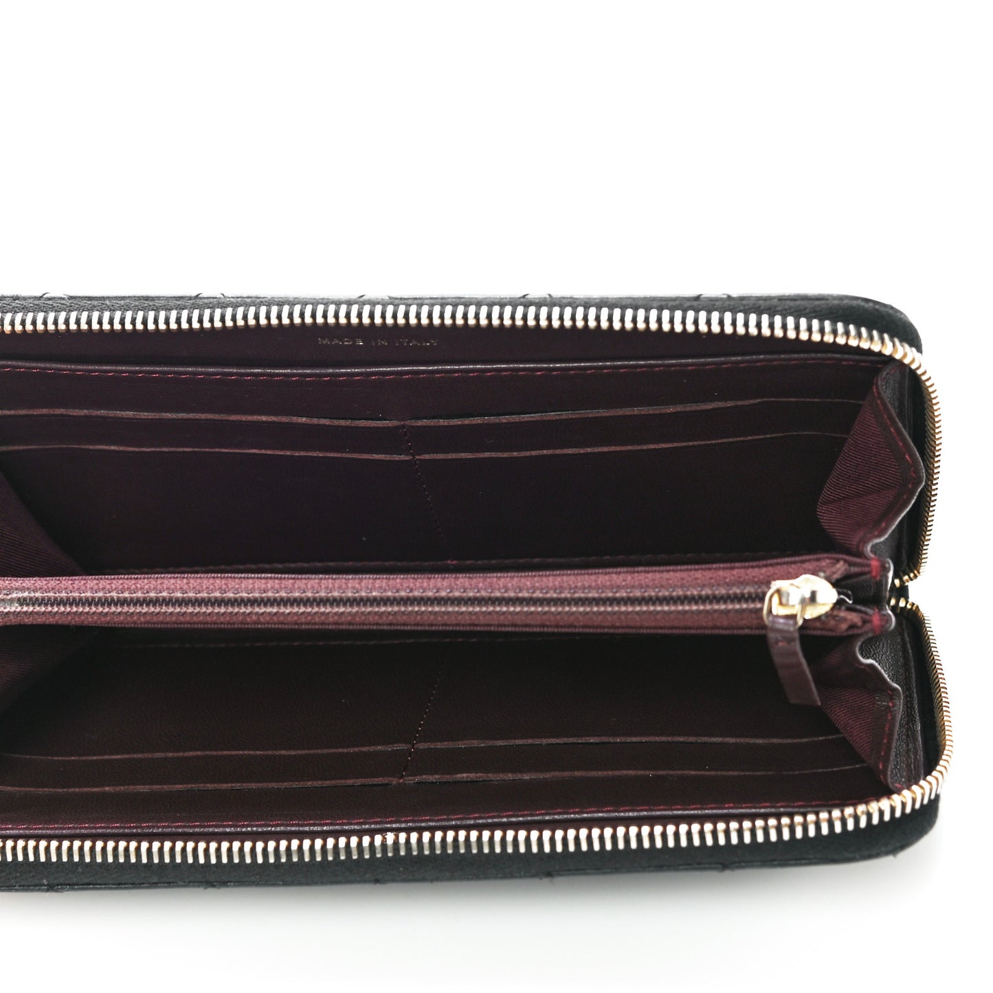 Lambskin Quilted Large Gusset Zip Around Wallet Black