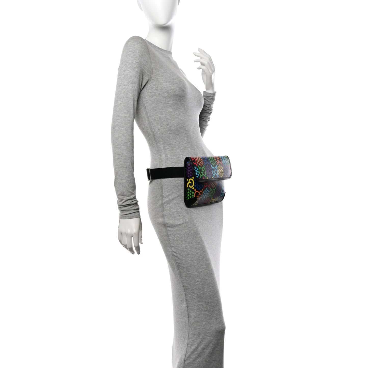 GG Supreme Monogram Psychedelic Slim Belt Bag Black