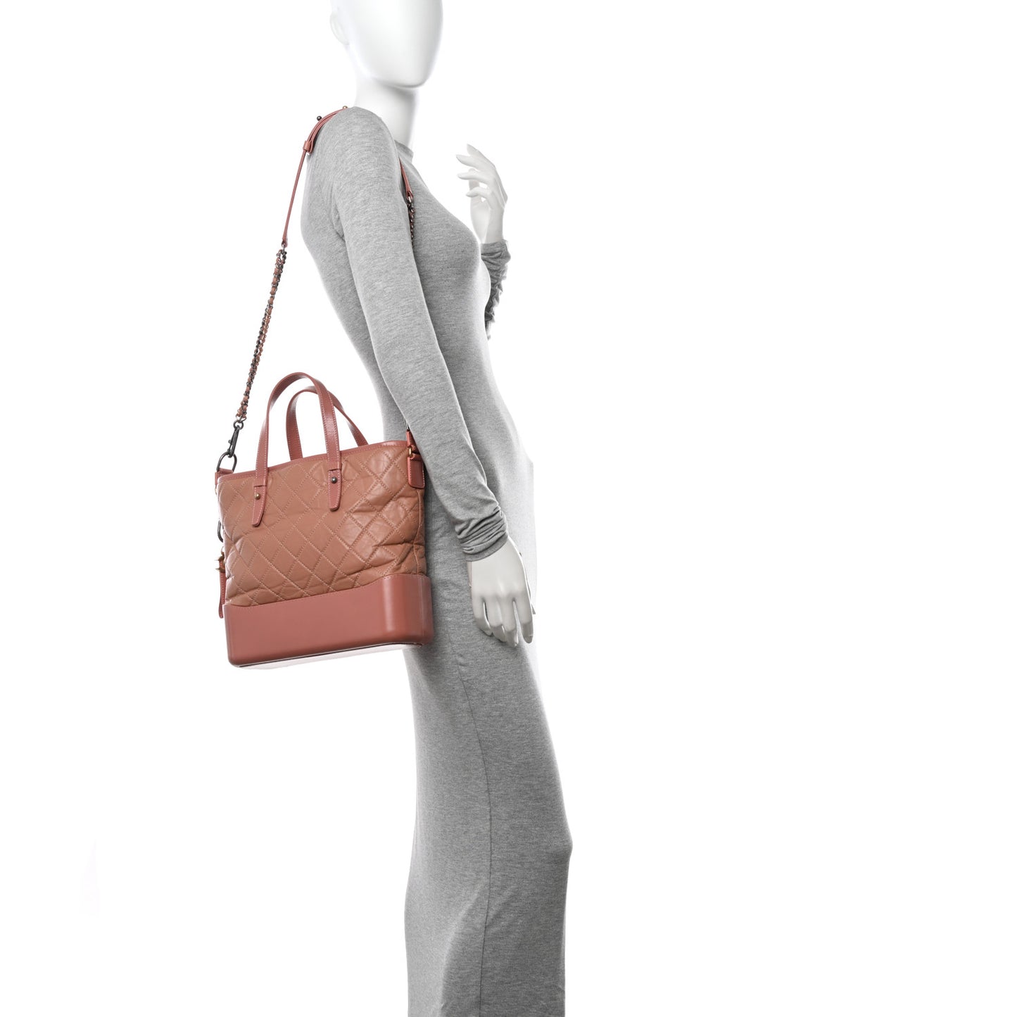 Aged Calfskin Quilted Medium Gabrielle Shopping Tote Pink