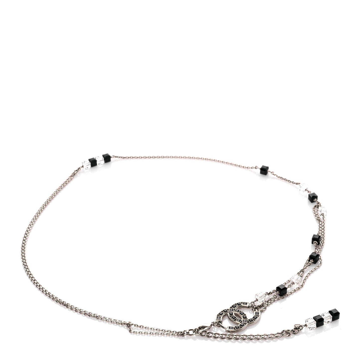 Baguette Crystal CC Belt Silver Black