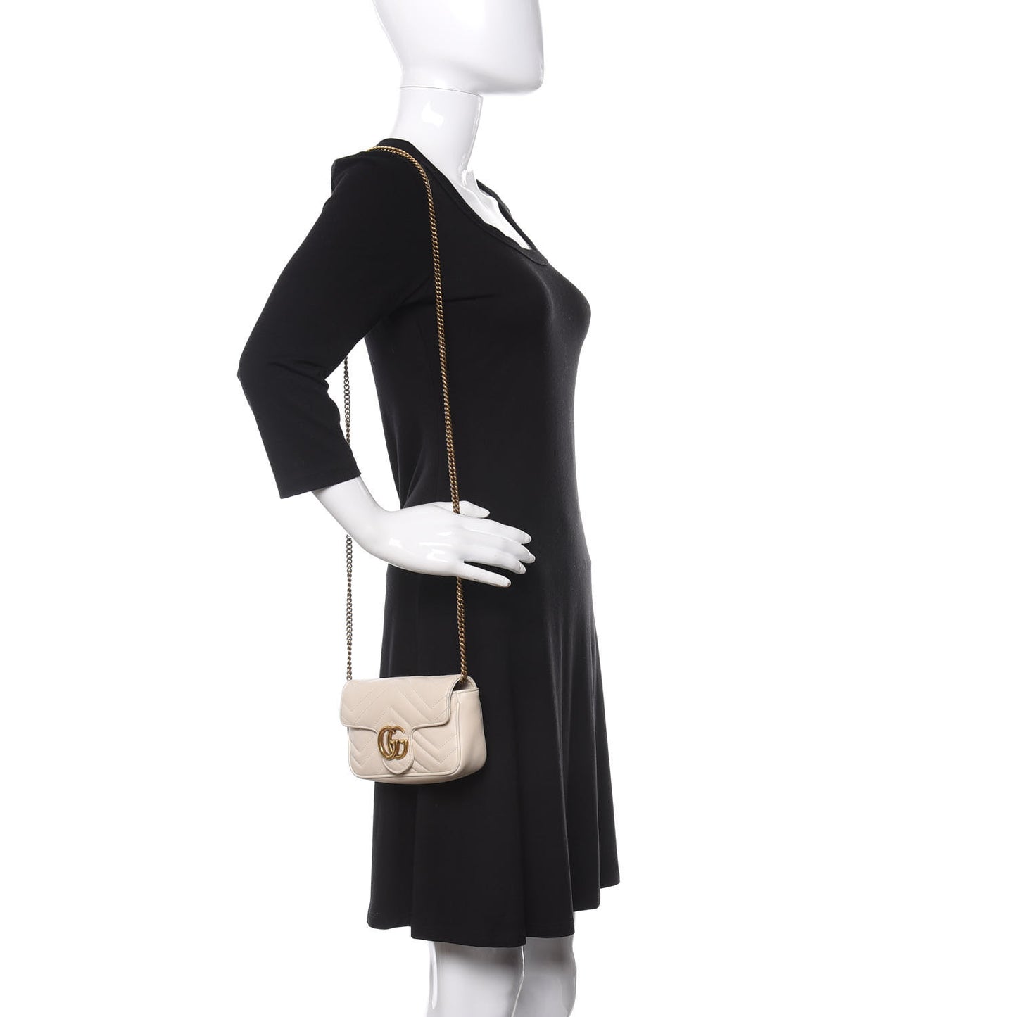 Calfskin Matelasse Super Mini GG Marmont Shoulder Bag White