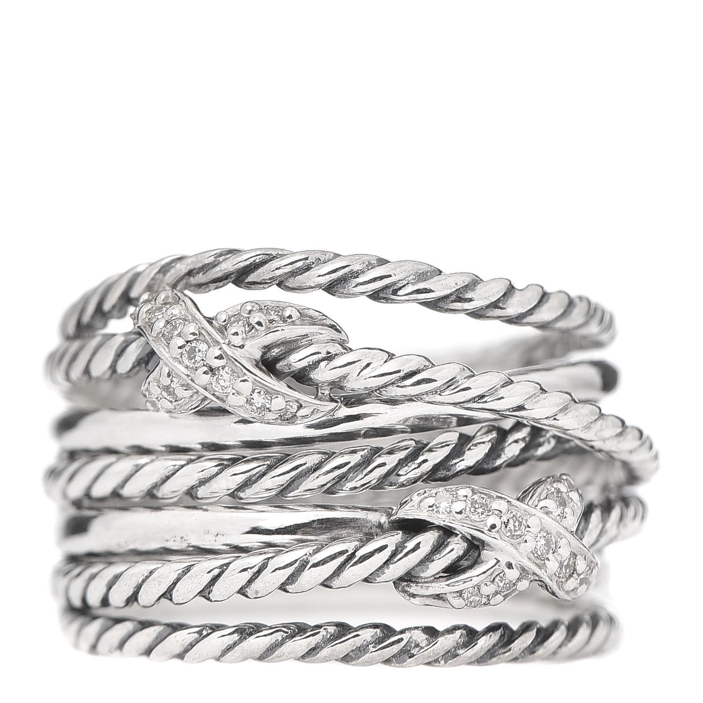 Sterling Silver Diamond Double X Crossover Ring 51 5.75