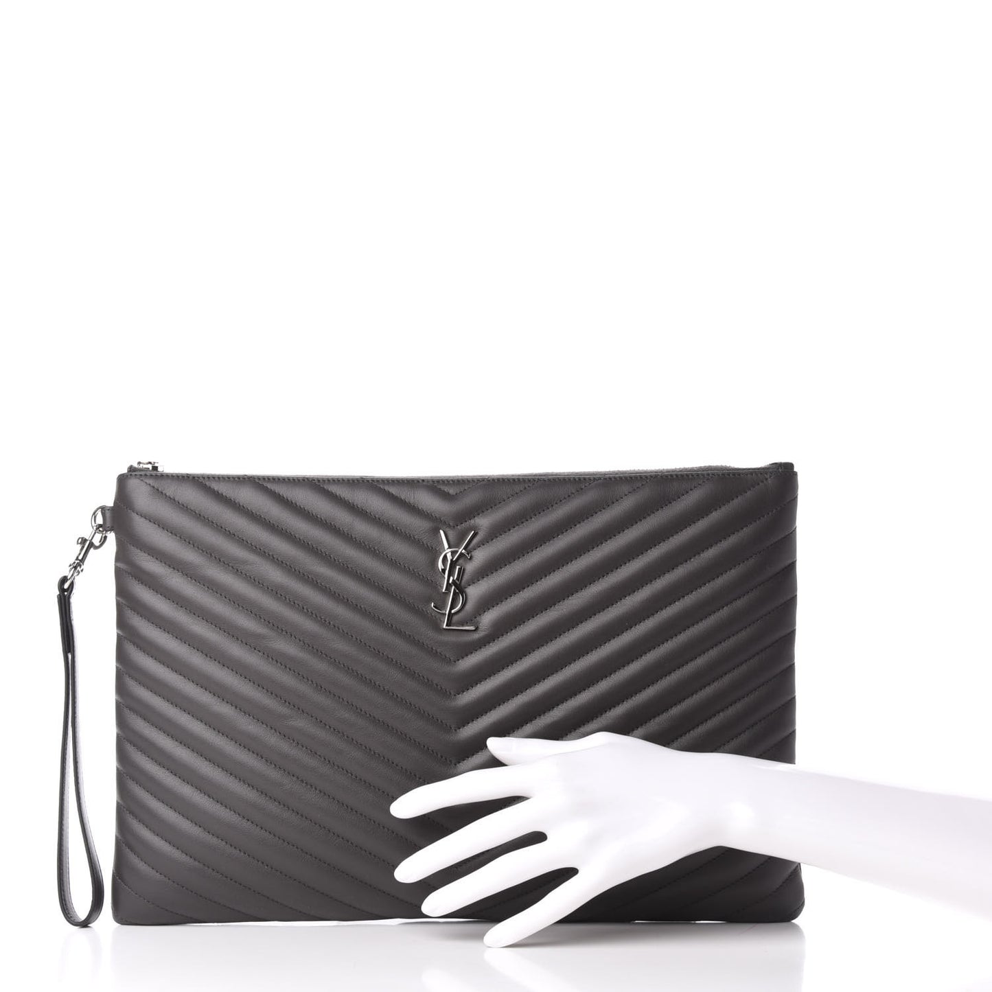 Calfskin Matelasse Chevron Cassandre Monogram Document Holder Earth