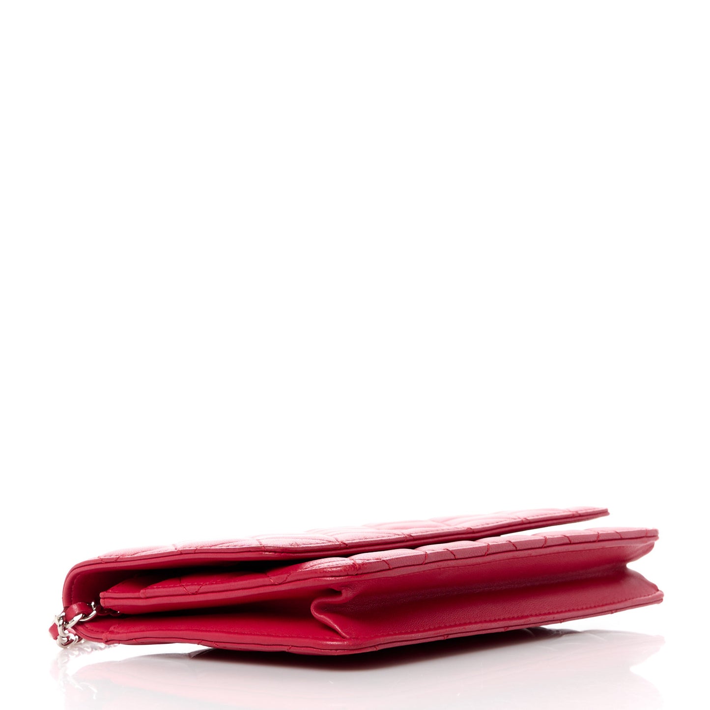 Lambskin Quilted Wallet On Chain WOC Dark Pink