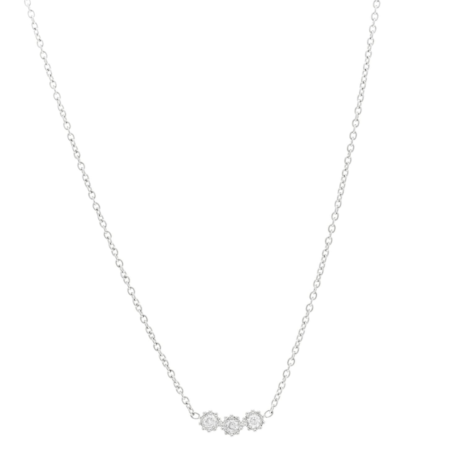 Christian Dior 18K White Gold Diamond Mimirose Pendant Necklace