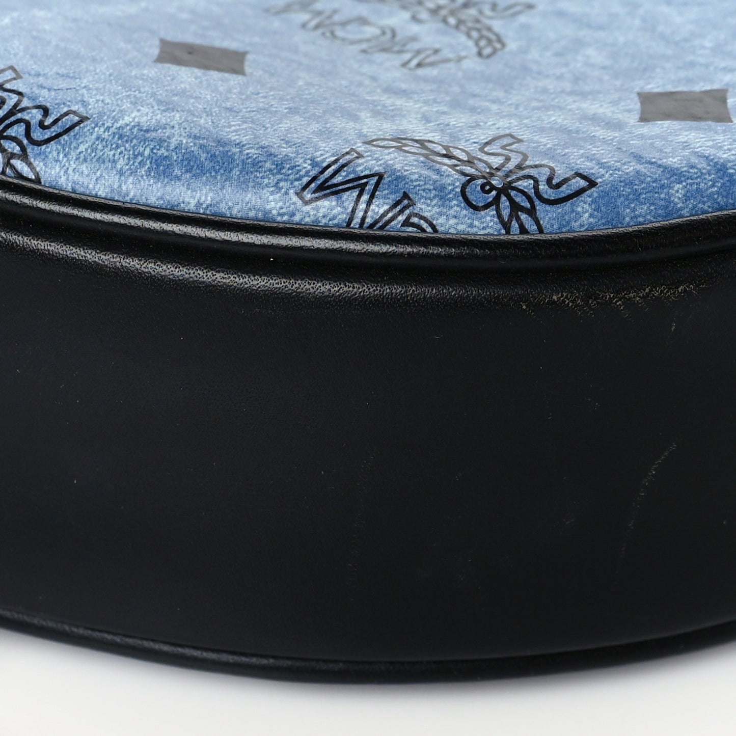 Visetos Calfskin Round Crossbody Bag Denim Blue