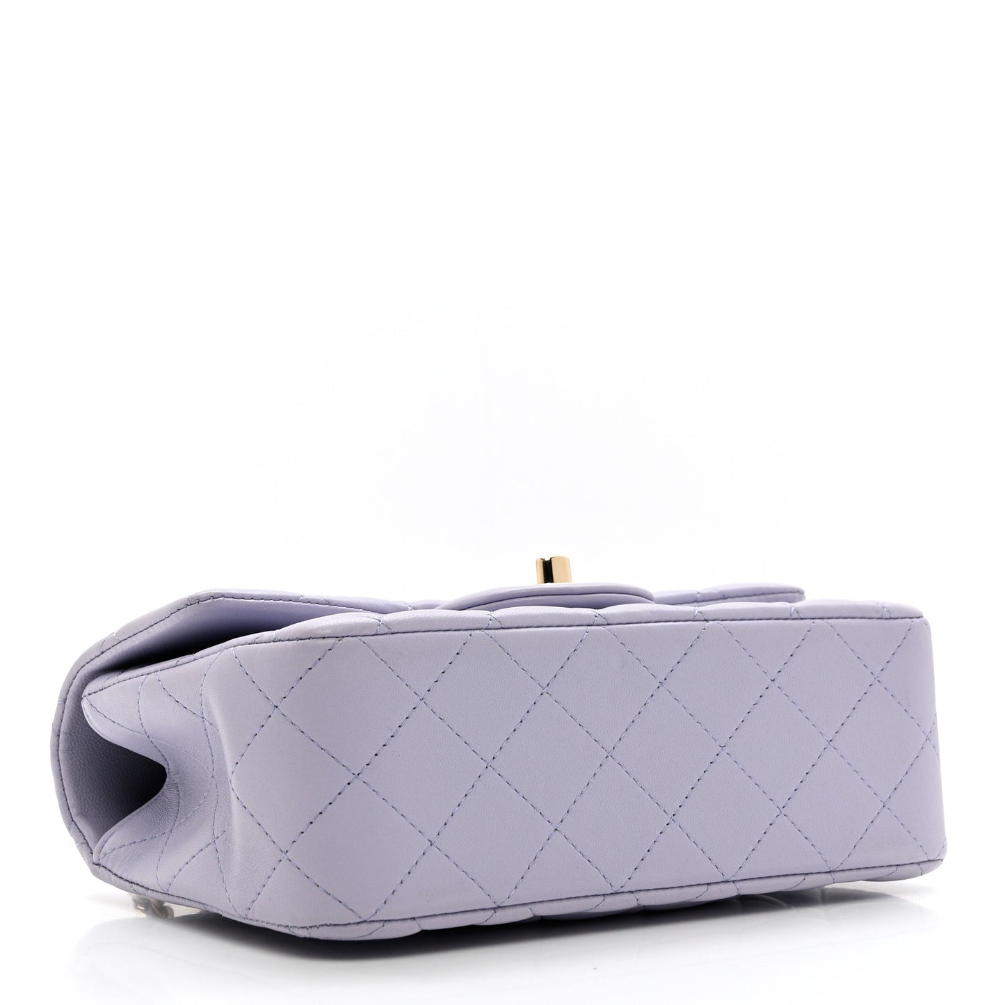 Lambskin Quilted Mini Top Handle Rectangular Flap Light Purple