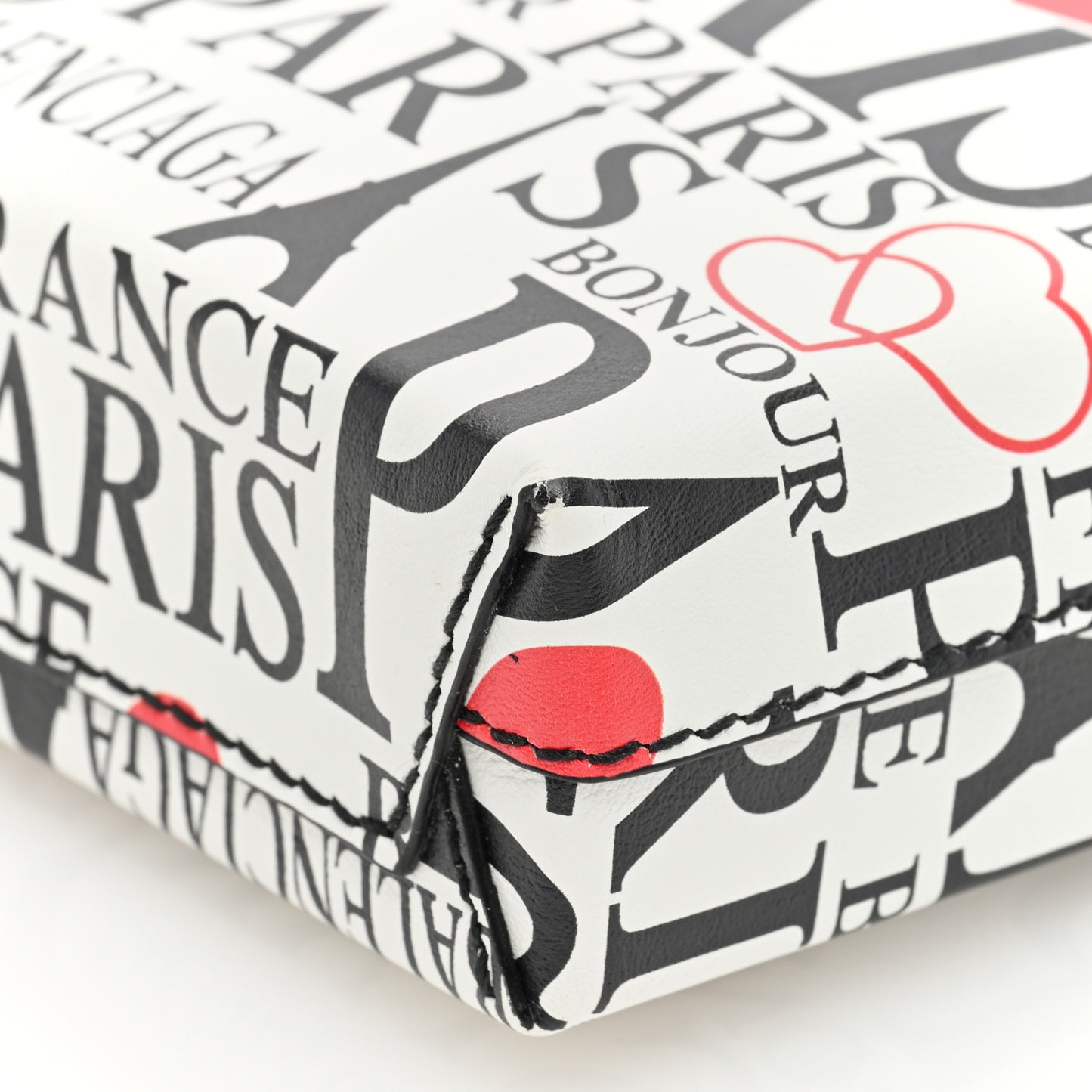 Calfskin Bonjour Paris Print Shopping Phone Holder Bag Paris Bonjour