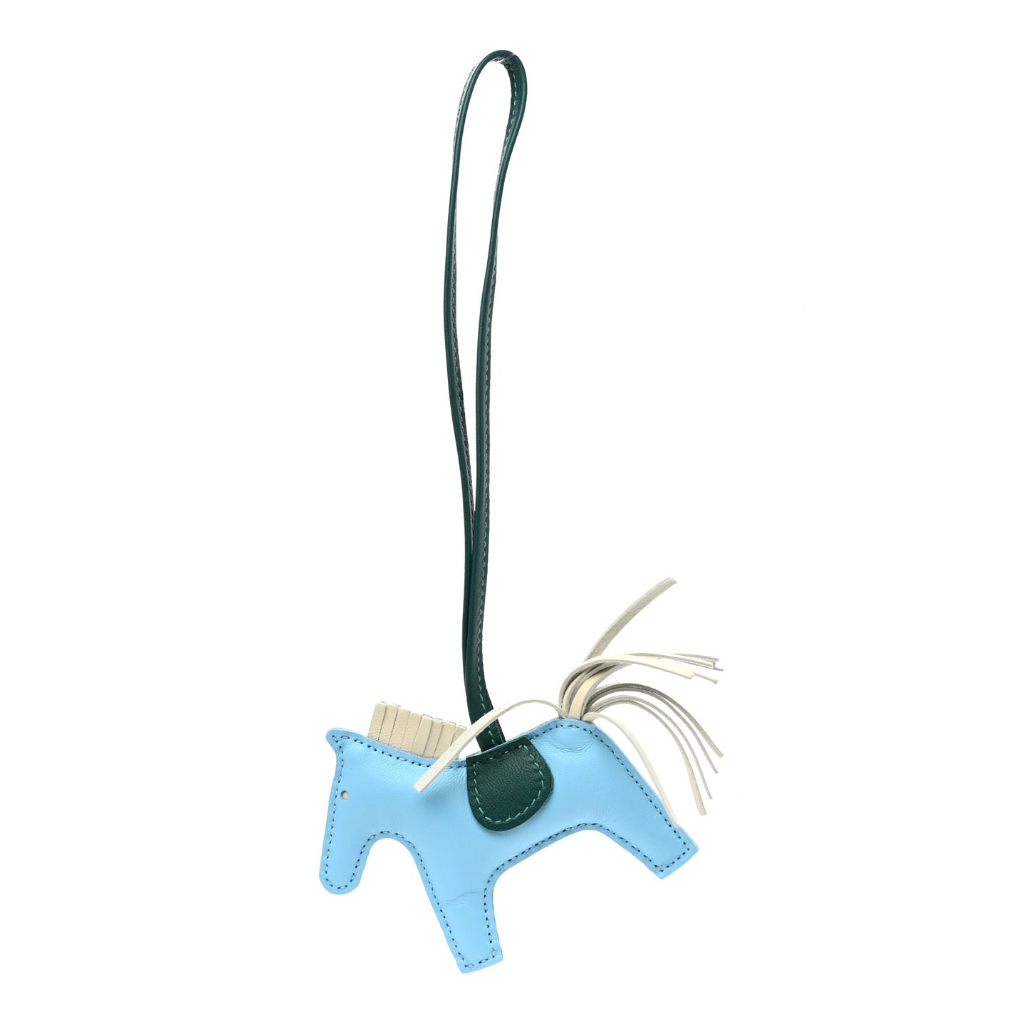 Milo Lambskin Grigri Rodeo Horse Bag Charm PM Celeste Malachite Craie