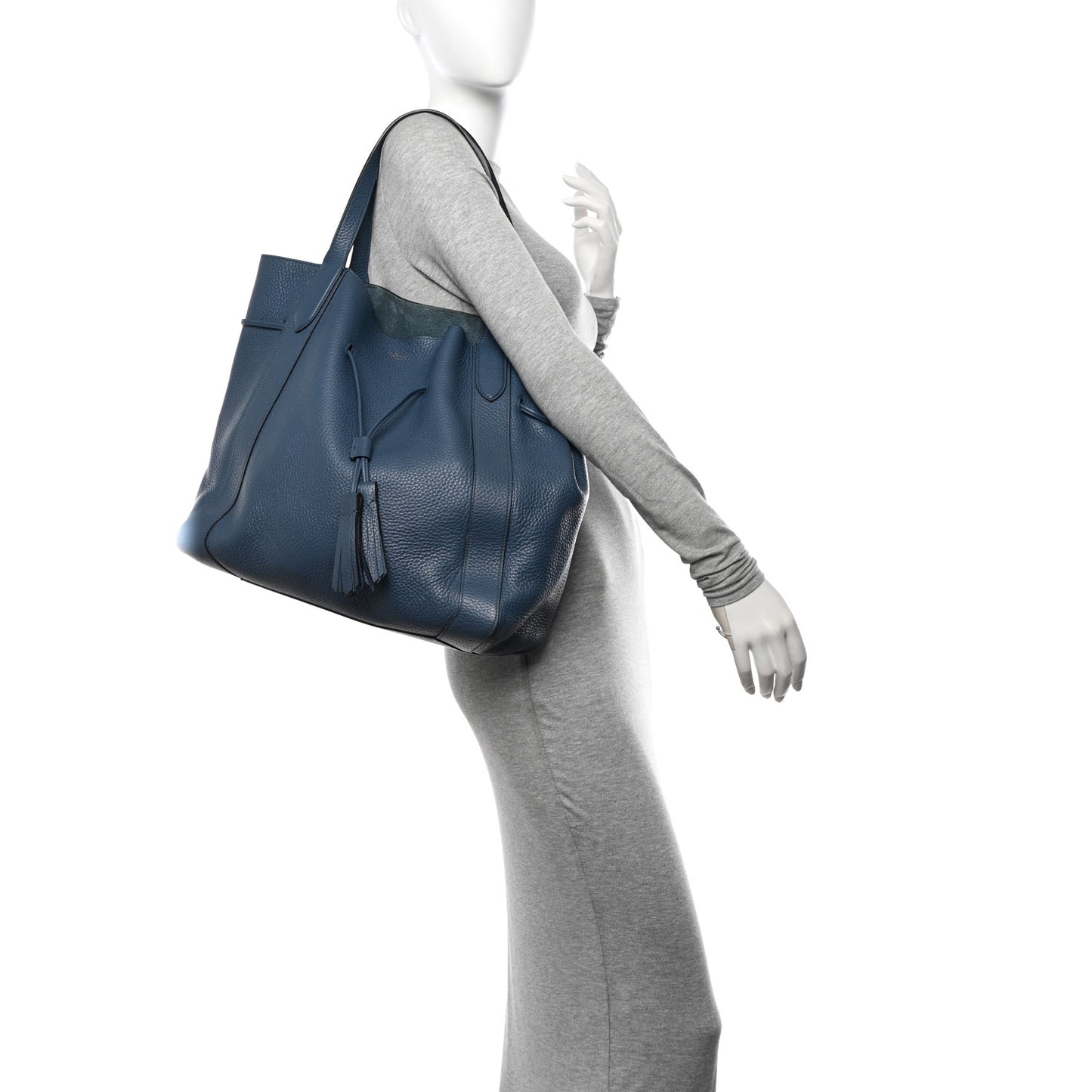 Heavy Grain Calfskin Millie Tote Dark Blue