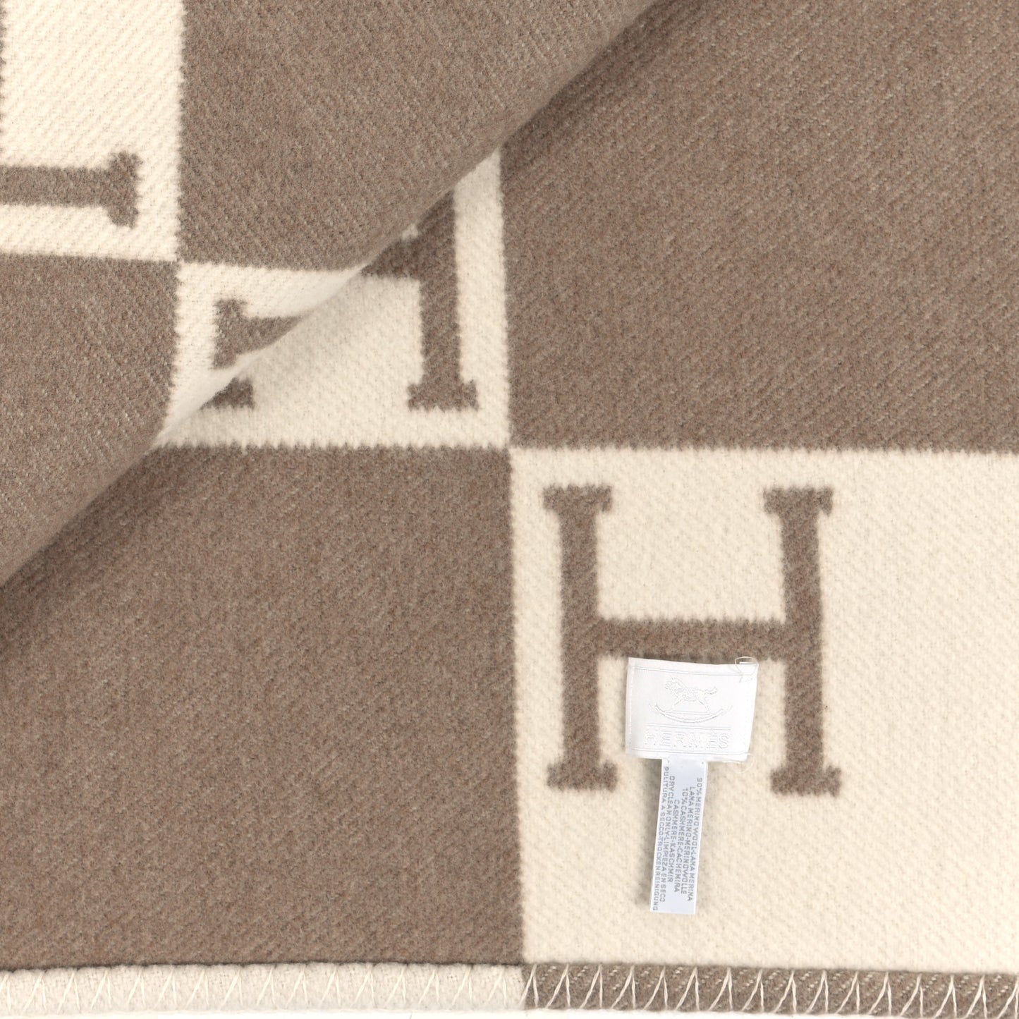 Wool Cashmere Avalon Baby Blanket Noisette Moyen White