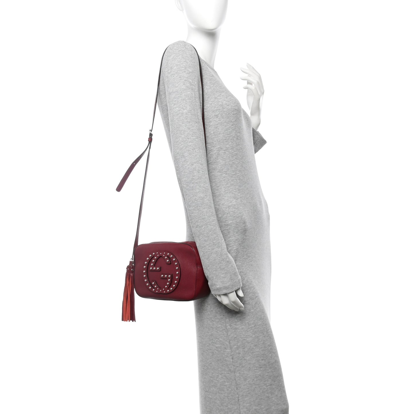 Pebbled Calfskin Studded Small Soho Disco Bag Soft Burgundy