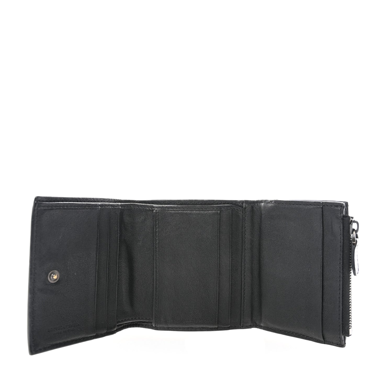 Nappa Intrecciato Tri-Fold Wallet Black