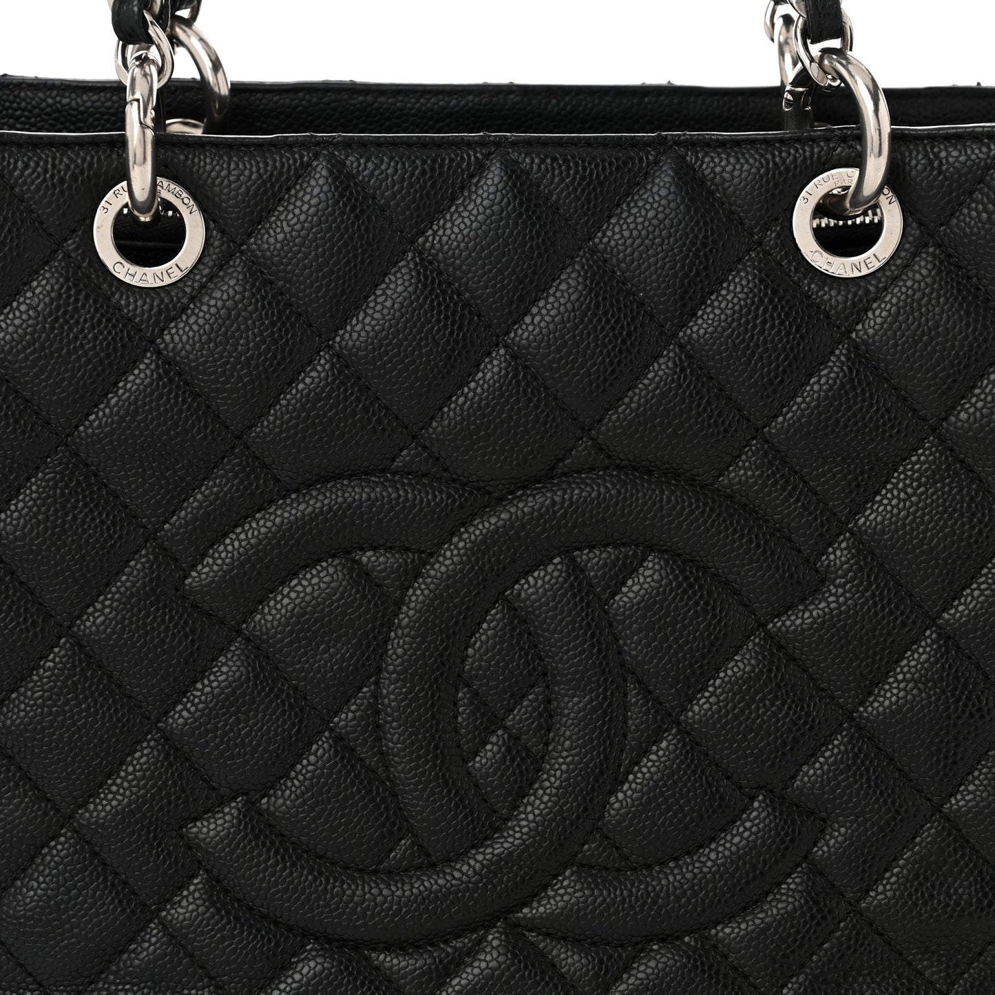 Caviar Quilted Grand Shopping Tote GST Black