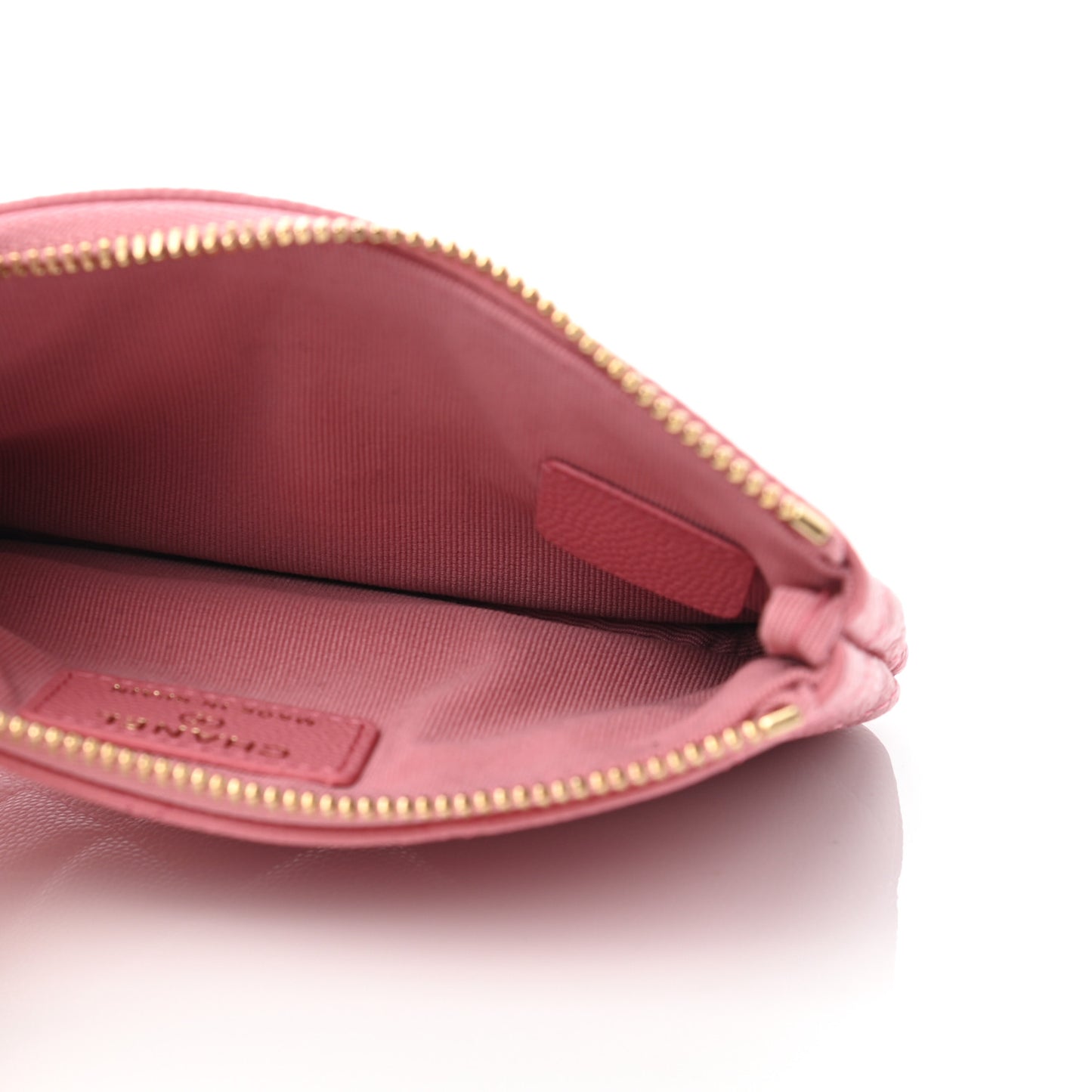Caviar Quilted Small Cosmetic Case Dark Pink
