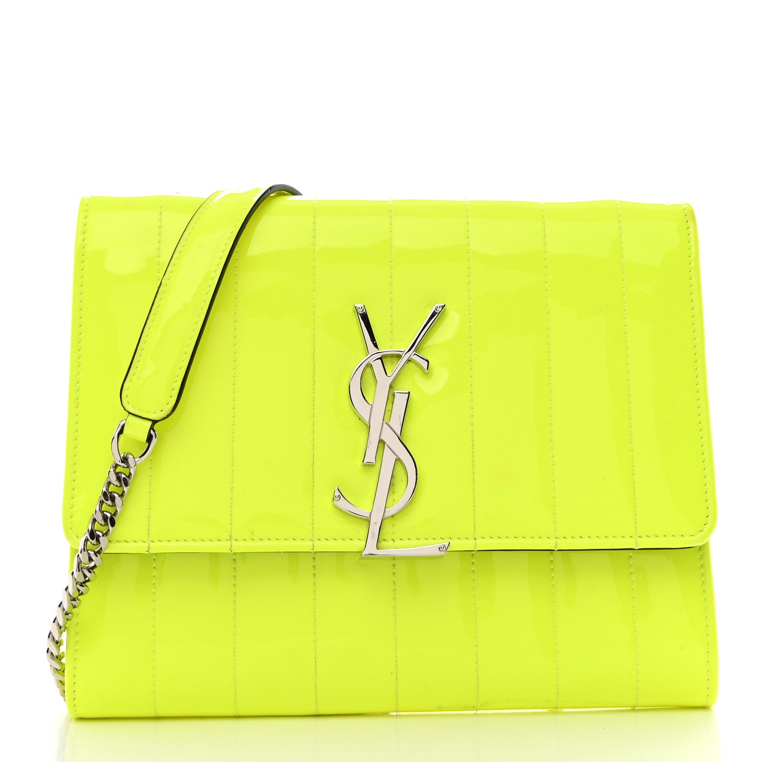 Saint Laurent Patent Calfskin Matelasse Monogram Vicky Chain
