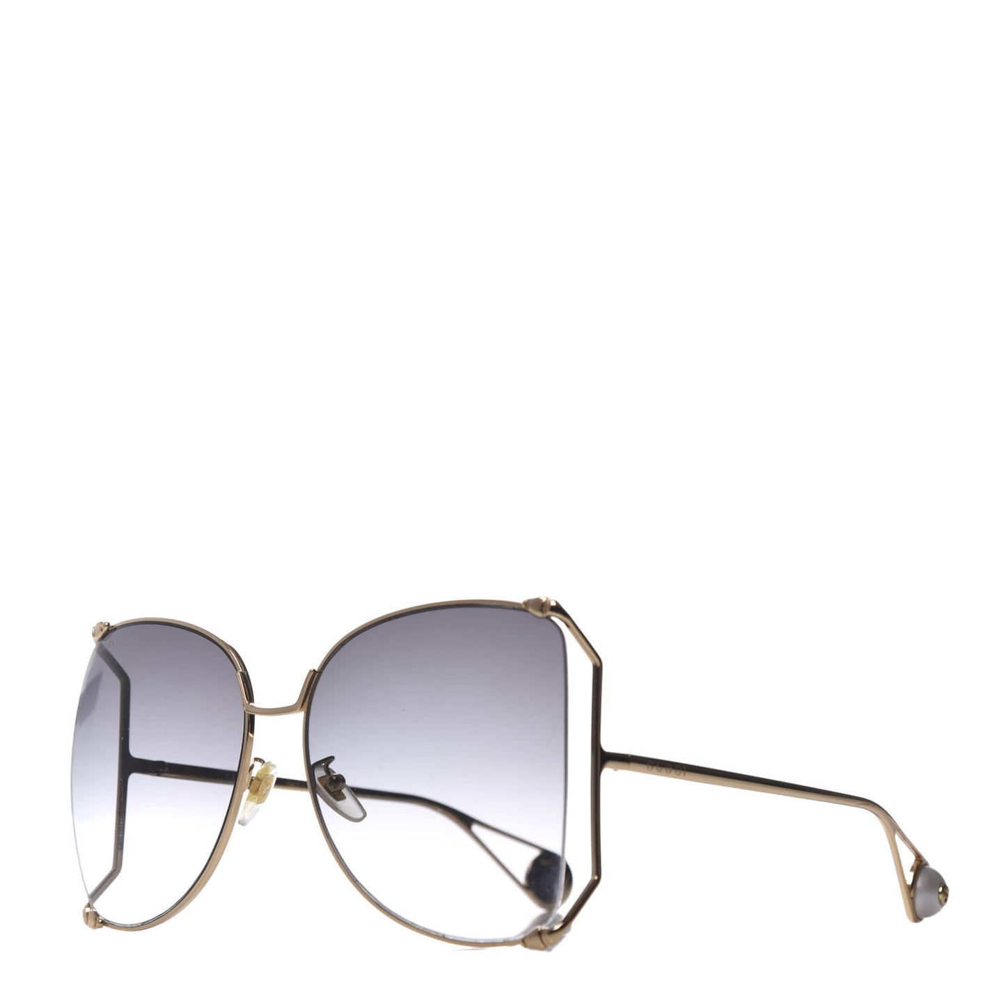 Oversized Round Sunglasses GG0252S Gold Grey
