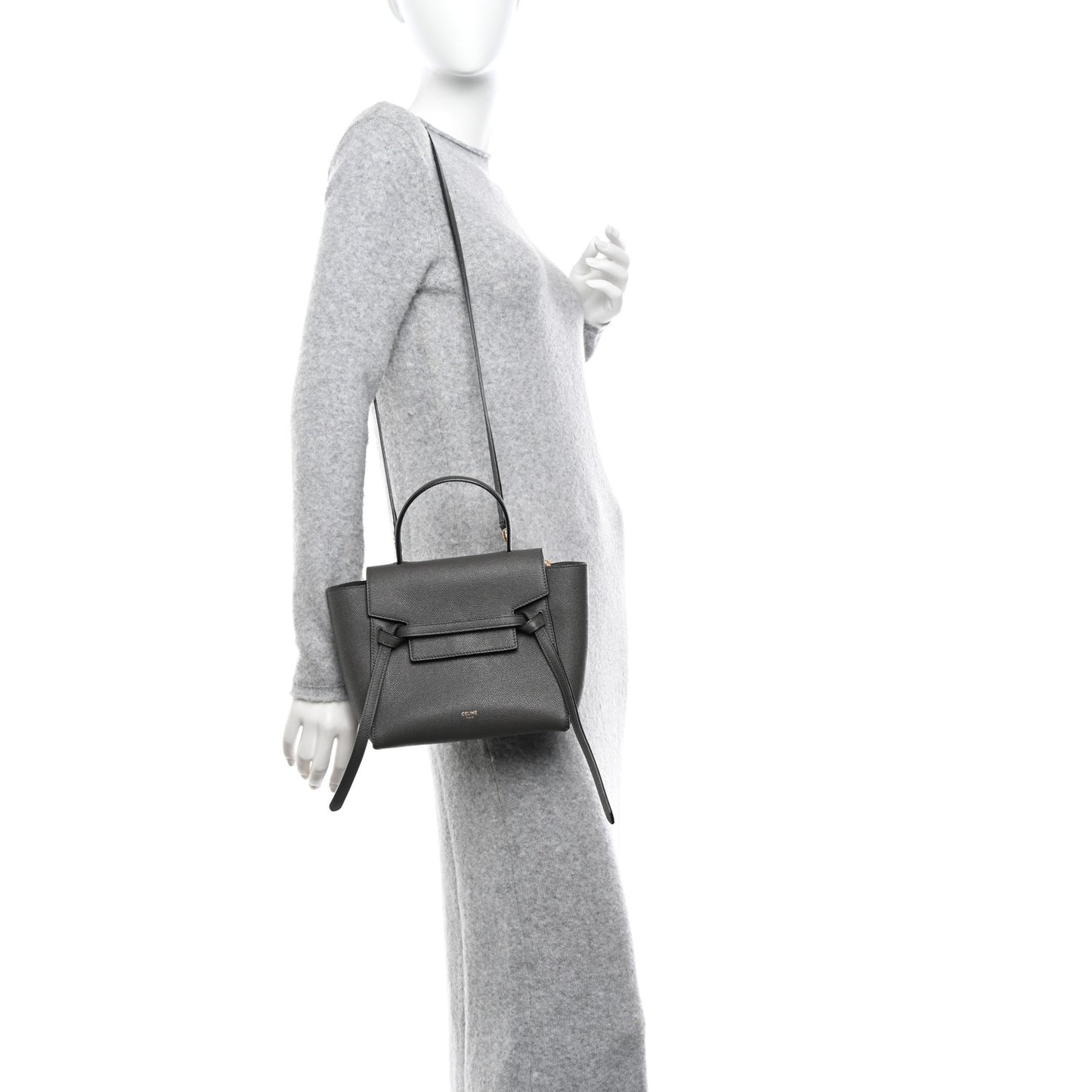 Grained Calfskin Nano Belt Bag Grey