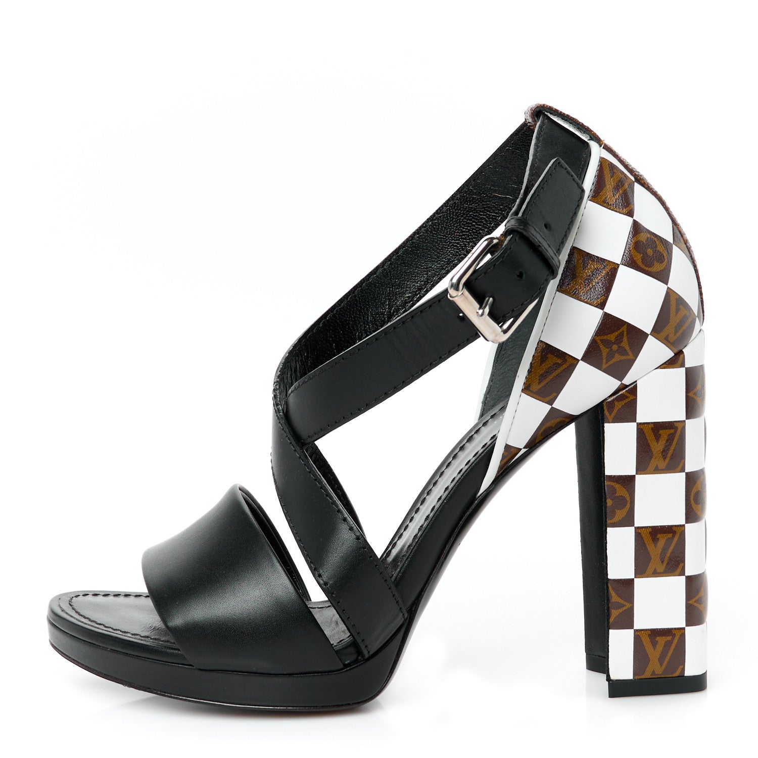 Louis Vuitton Calfskin Monogram Damier Tressage Matchmake Cross Sandals 38 1 of 9
