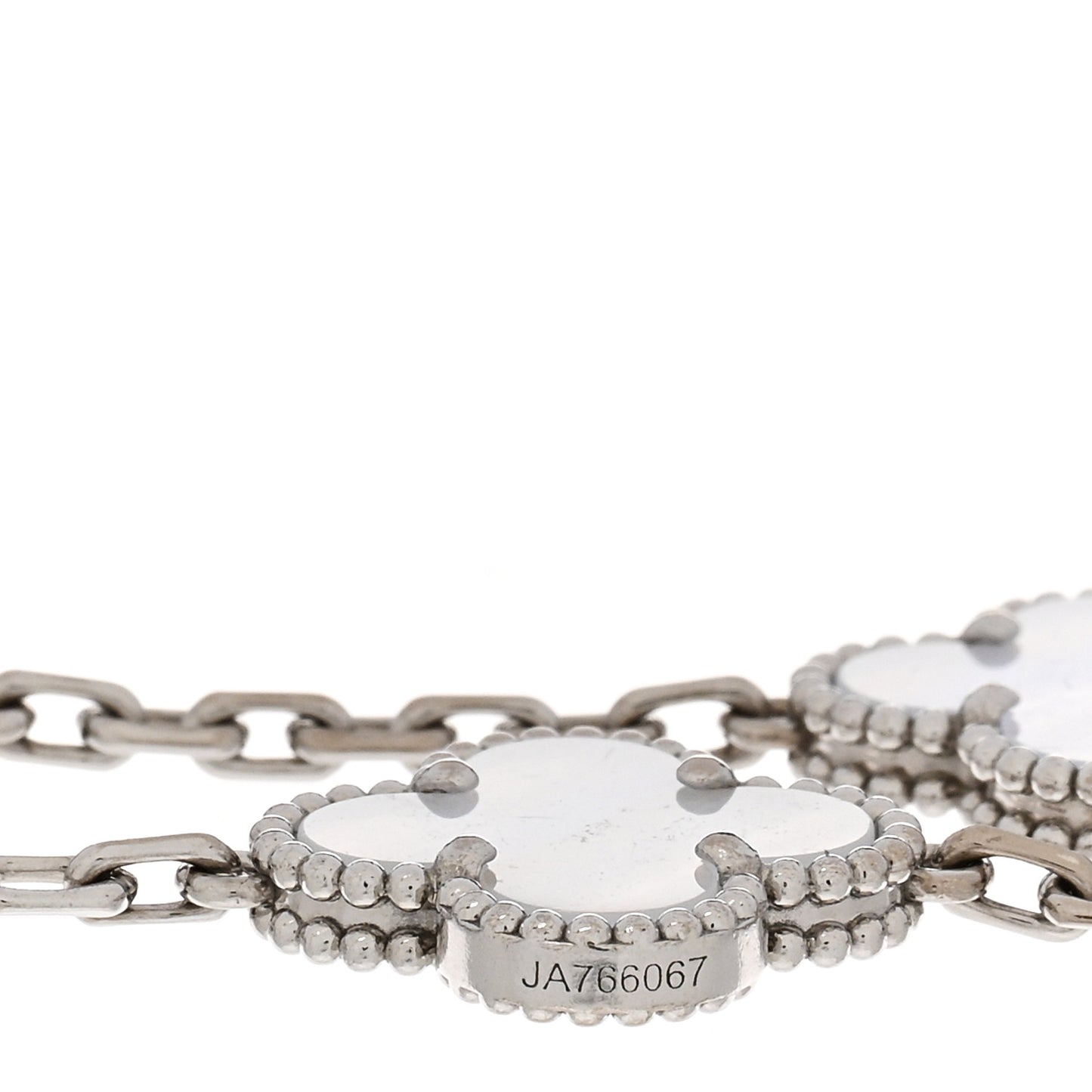 18K White Gold Chalcedony 5 Motifs Vintage Alhambra Bracelet