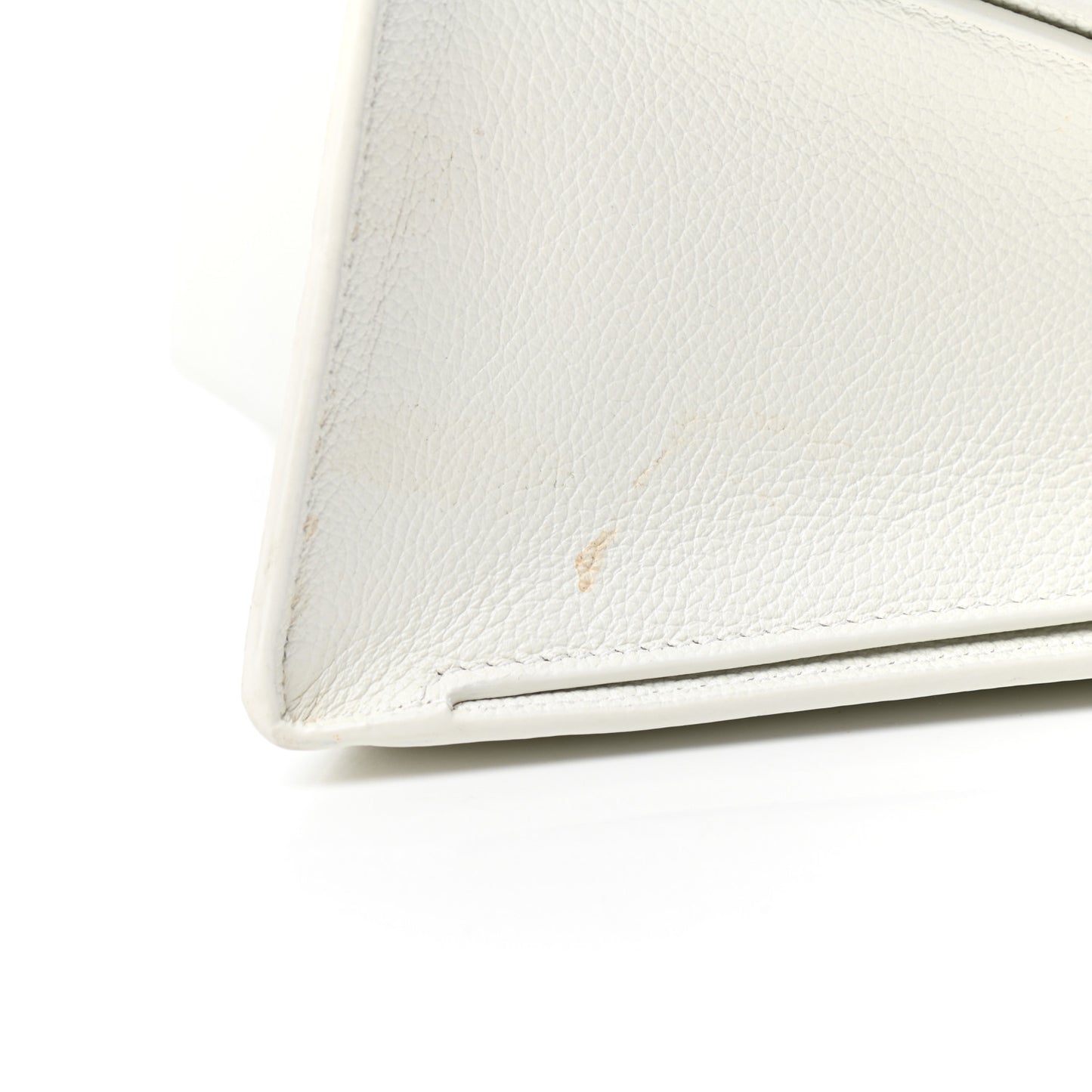 Grained Calfskin XS Hourglass East West Tote White