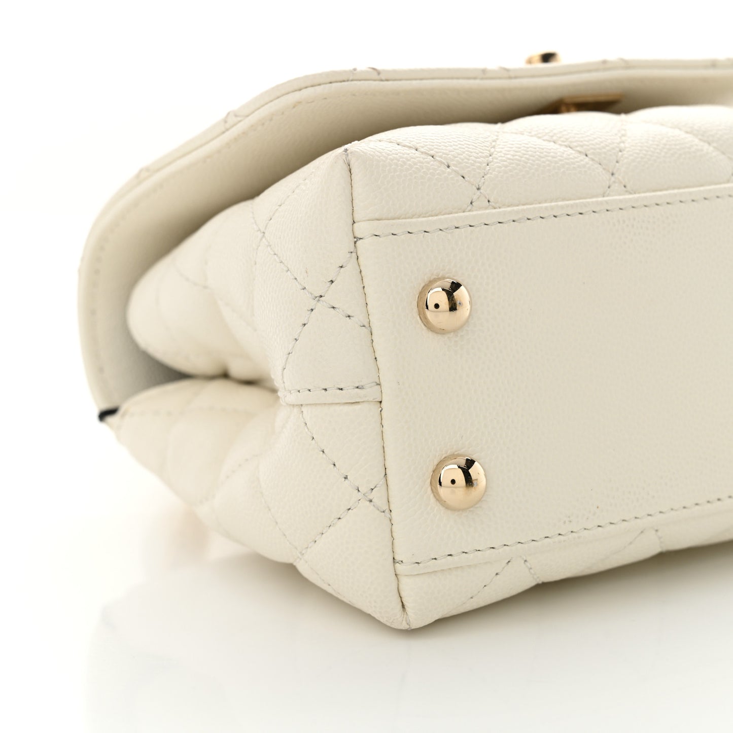Caviar Quilted Extra Mini Coco Handle Flap White
