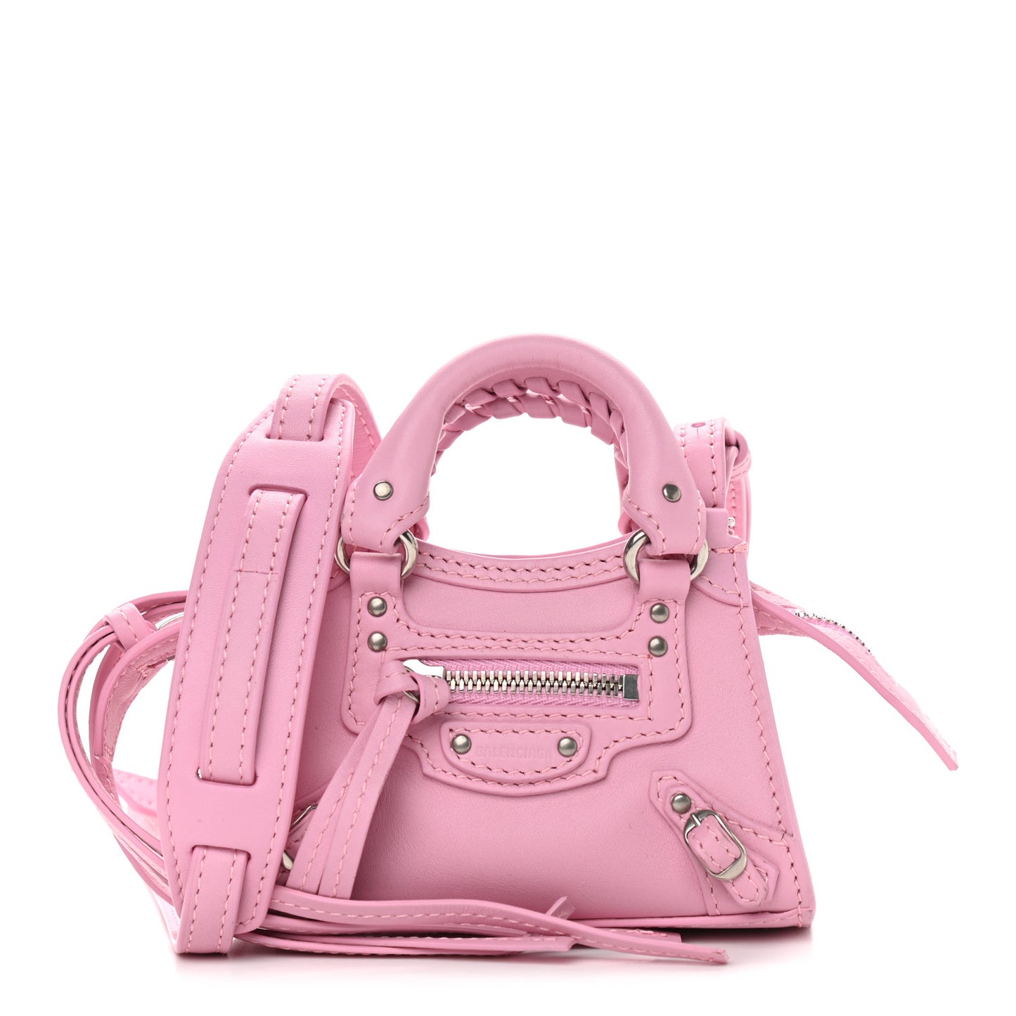 Smooth Calfskin Neo Classic Silver Hardware Super Nano City Crossbody Candy Pink