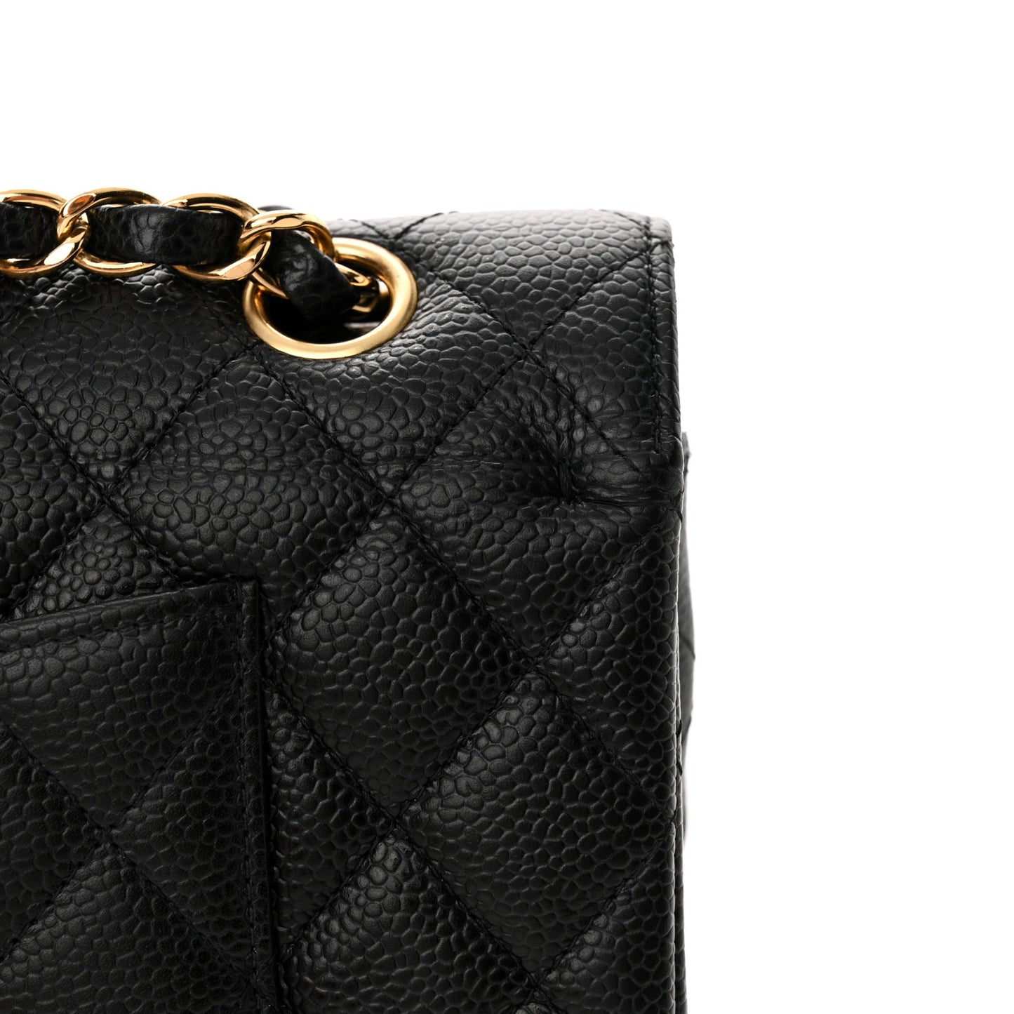 Caviar Quilted Medium Double Flap Black