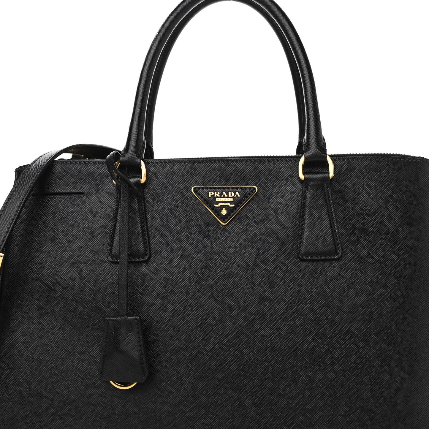 Saffiano Medium Galleria Double Zip Tote Black