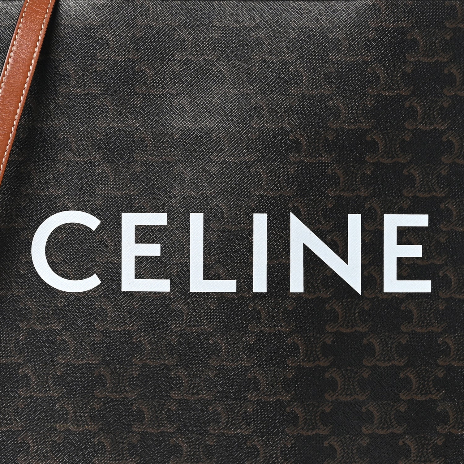 Celine Triomphe Canvas Calfskin Small Vertical Cabas Tan 7 of 10
