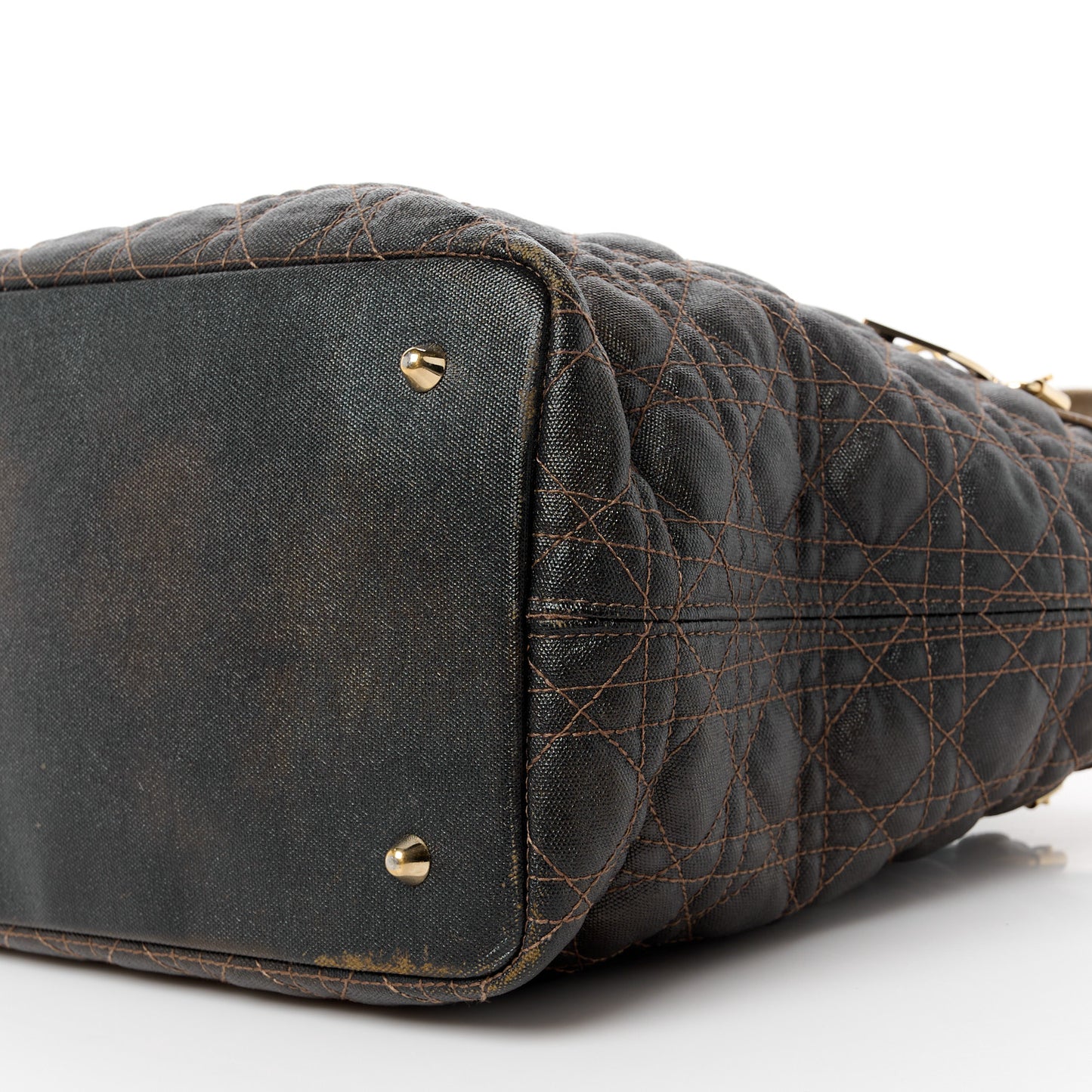 Coated Canvas Cannage Medium Panarea Tote Bronze