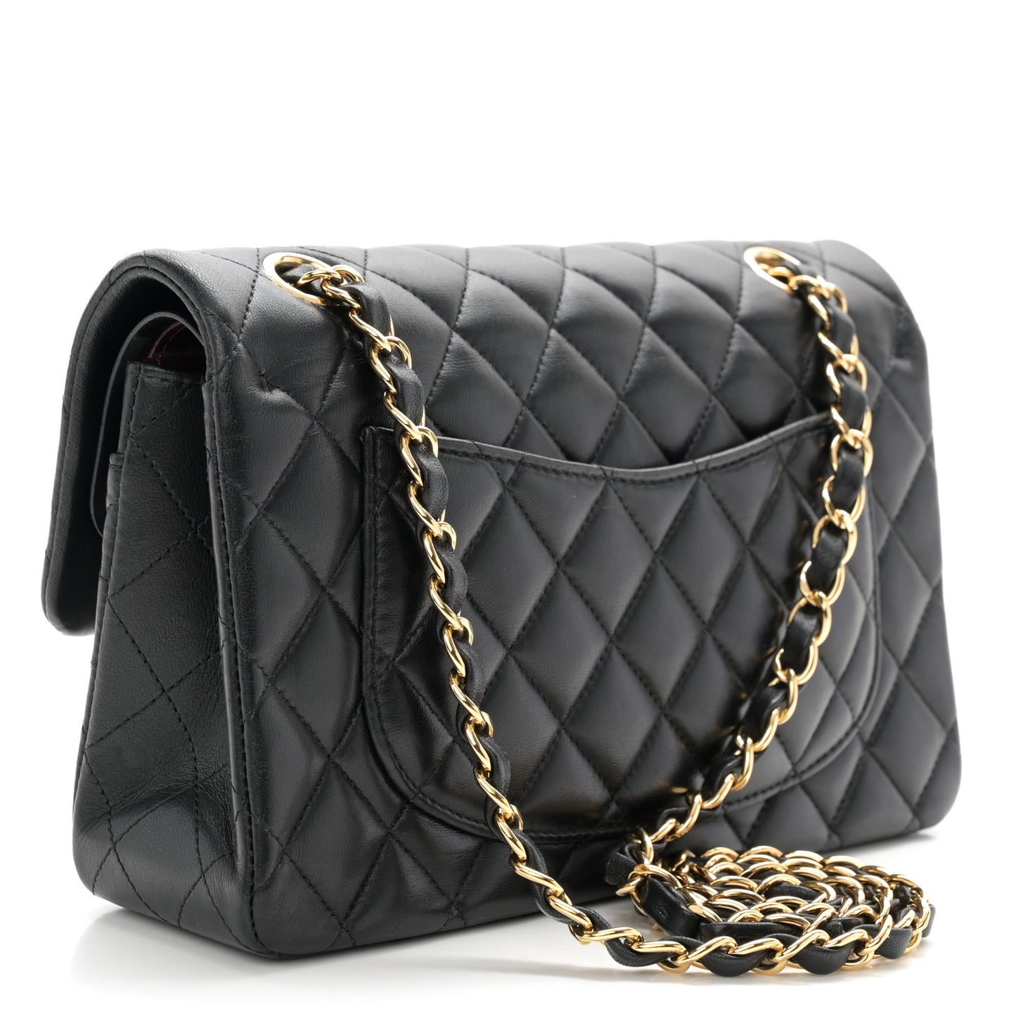 Lambskin Quilted Small Double Flap Black