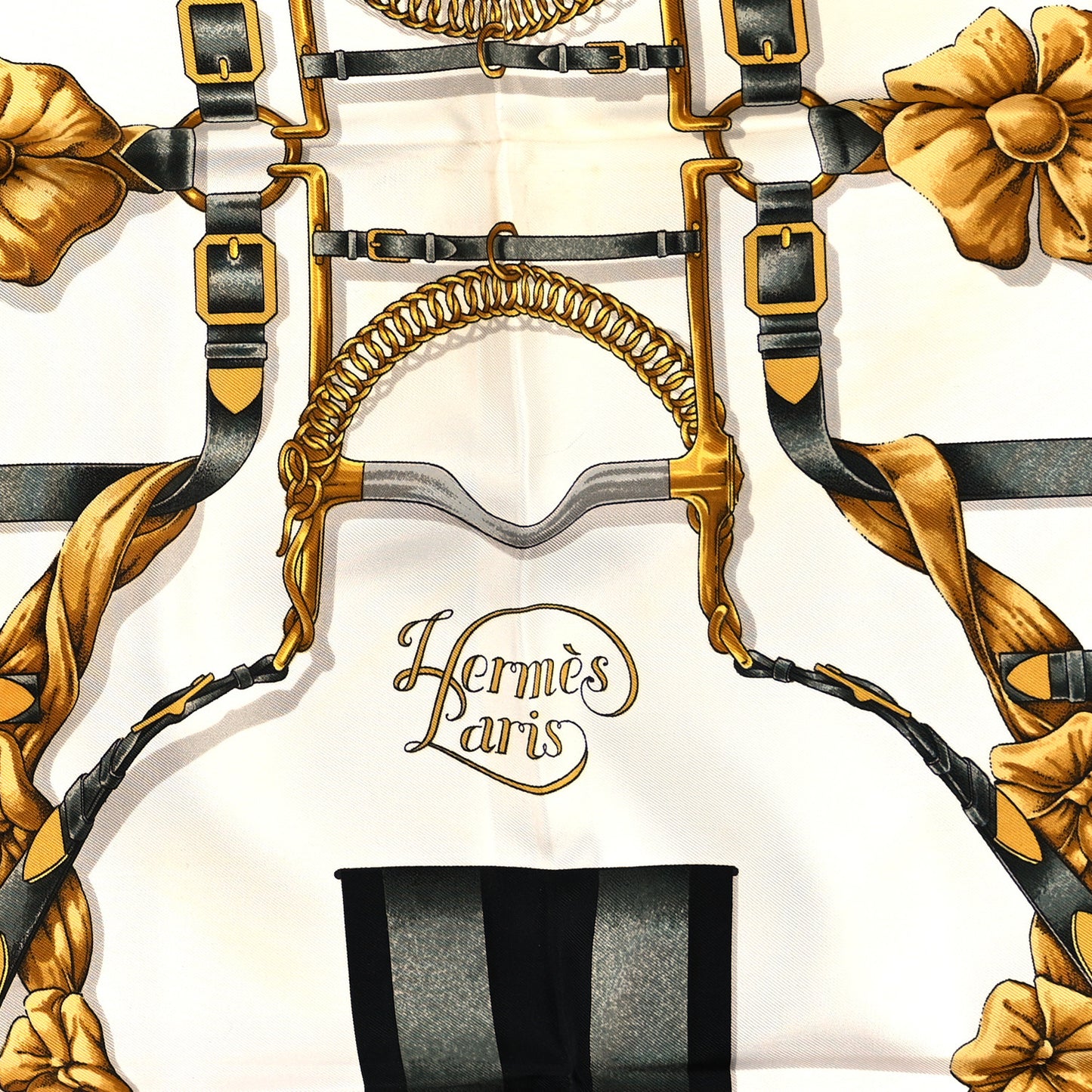 Silk Grand Manege Detail Scarf 90 Navy White
