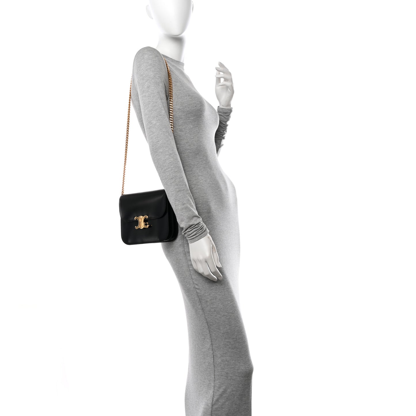 Shiny Calfskin College Triomphe Black