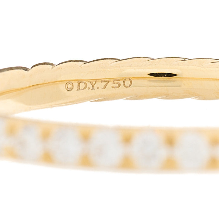 18K Yellow Gold Diamond 2mm Cable Collectibles Stack Ring 52 6