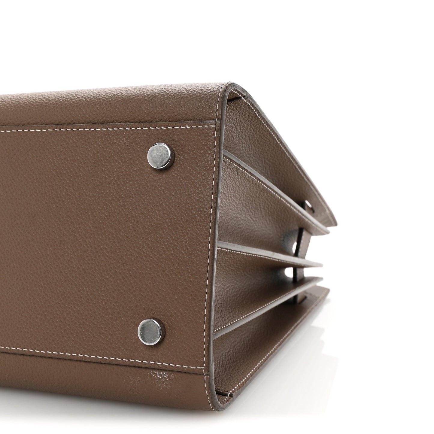 Grained Calfskin Topstitch Small Classic Sac De Jour Taupe